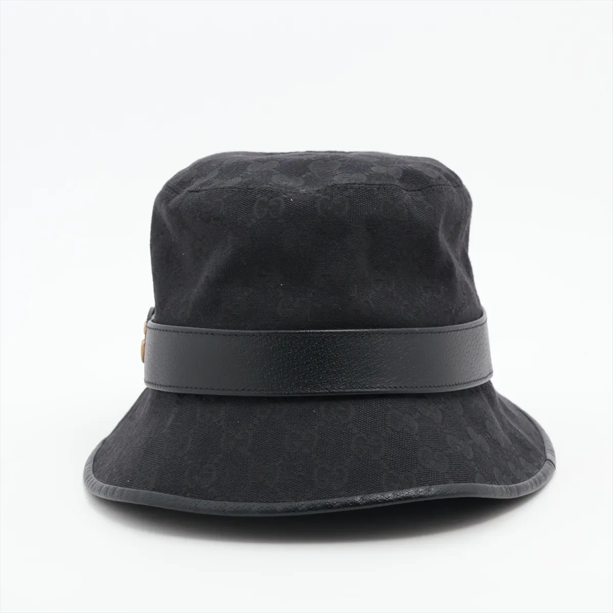 576587 GG Canvas Hat, Size L, Cotton x Polyester x Nylon, Black. Shows signs of wear, — view 3
