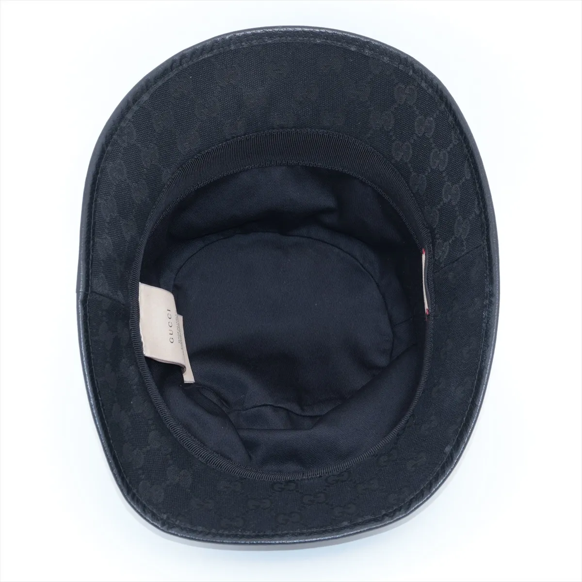 576587 GG Canvas Hat, Size L, Cotton x Polyester x Nylon, Black. Shows signs of wear, — view 4