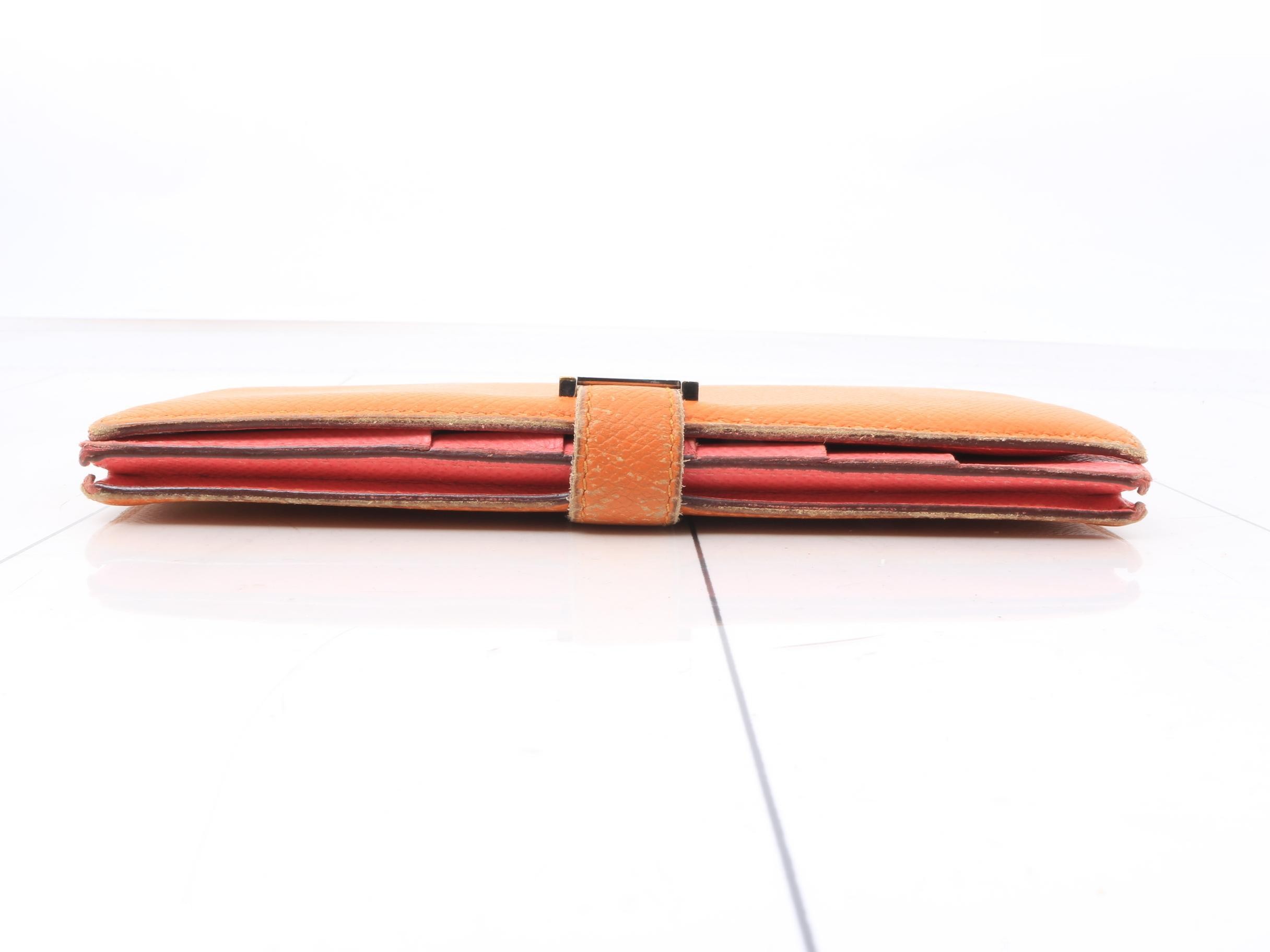 Bearn Soufflet Verso Long Wallet, Epsom Leather, Apricot x Rose Azalea — view 3