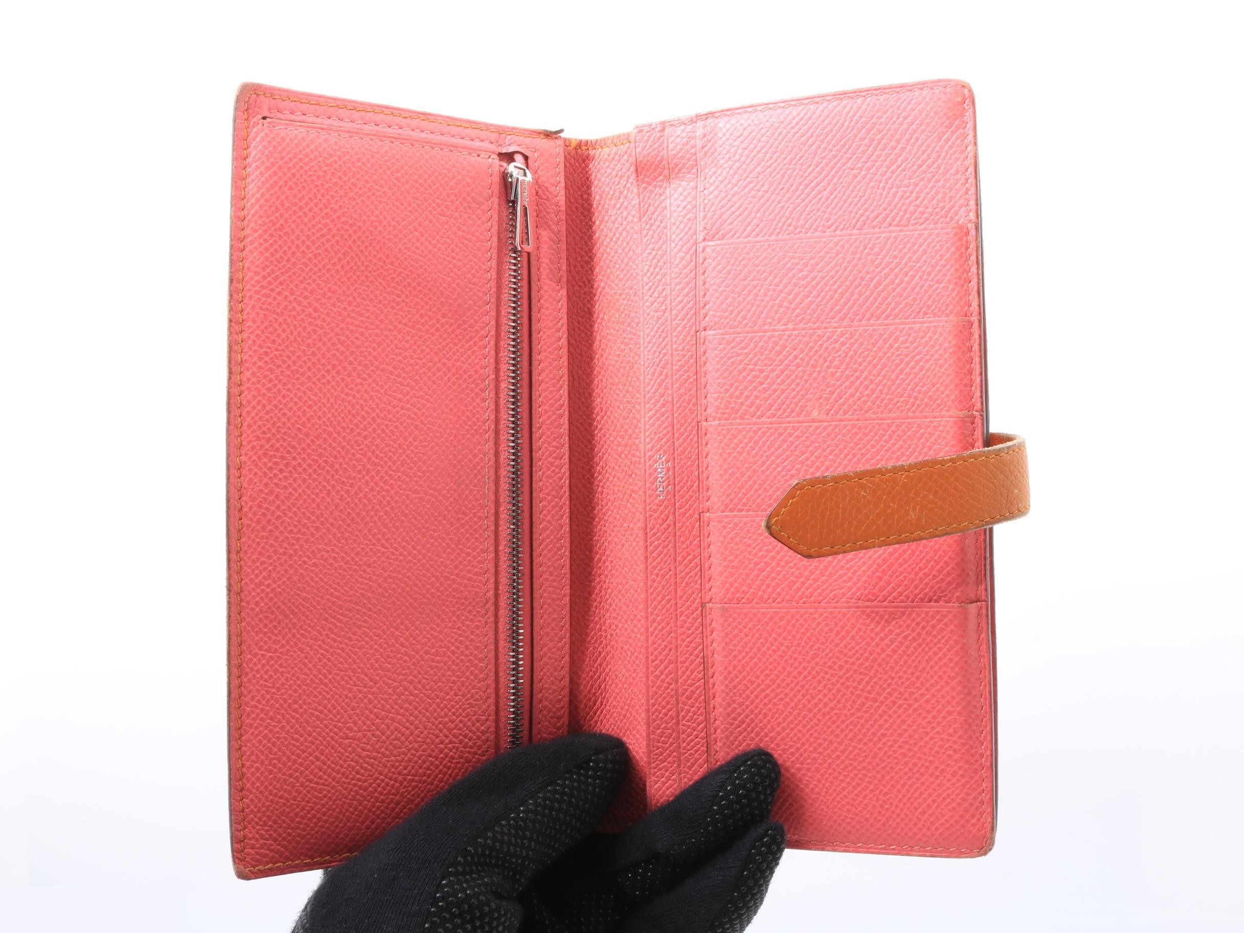 Bearn Soufflet Verso Long Wallet, Epsom Leather, Apricot x Rose Azalea — view 4