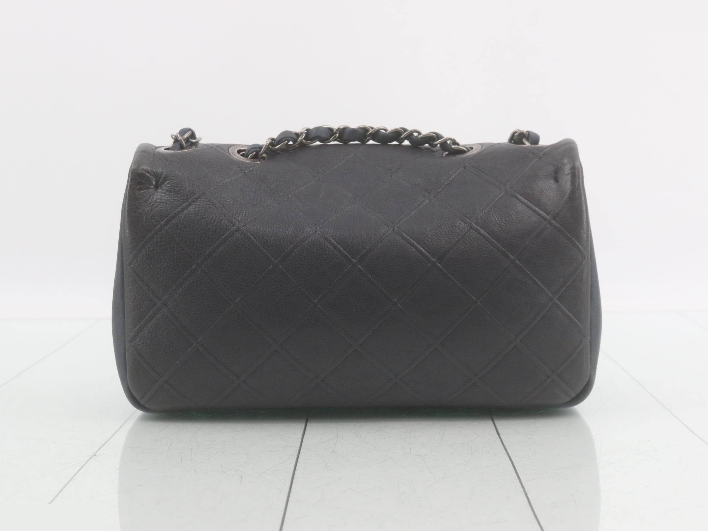 Leather Turnlock Double Chain Shoulder Bag — view 2