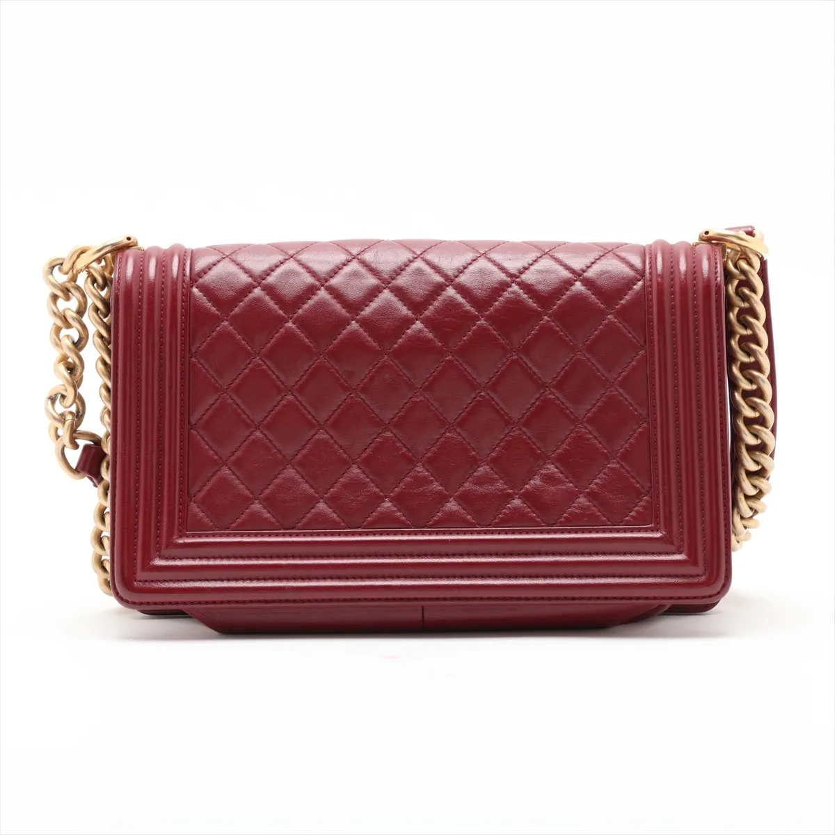 Boy Chanel 25 Lambskin Chain Shoulder Bag, Red with Gold Hardware, 23677887, Serial Number 23, A67086 — view 2