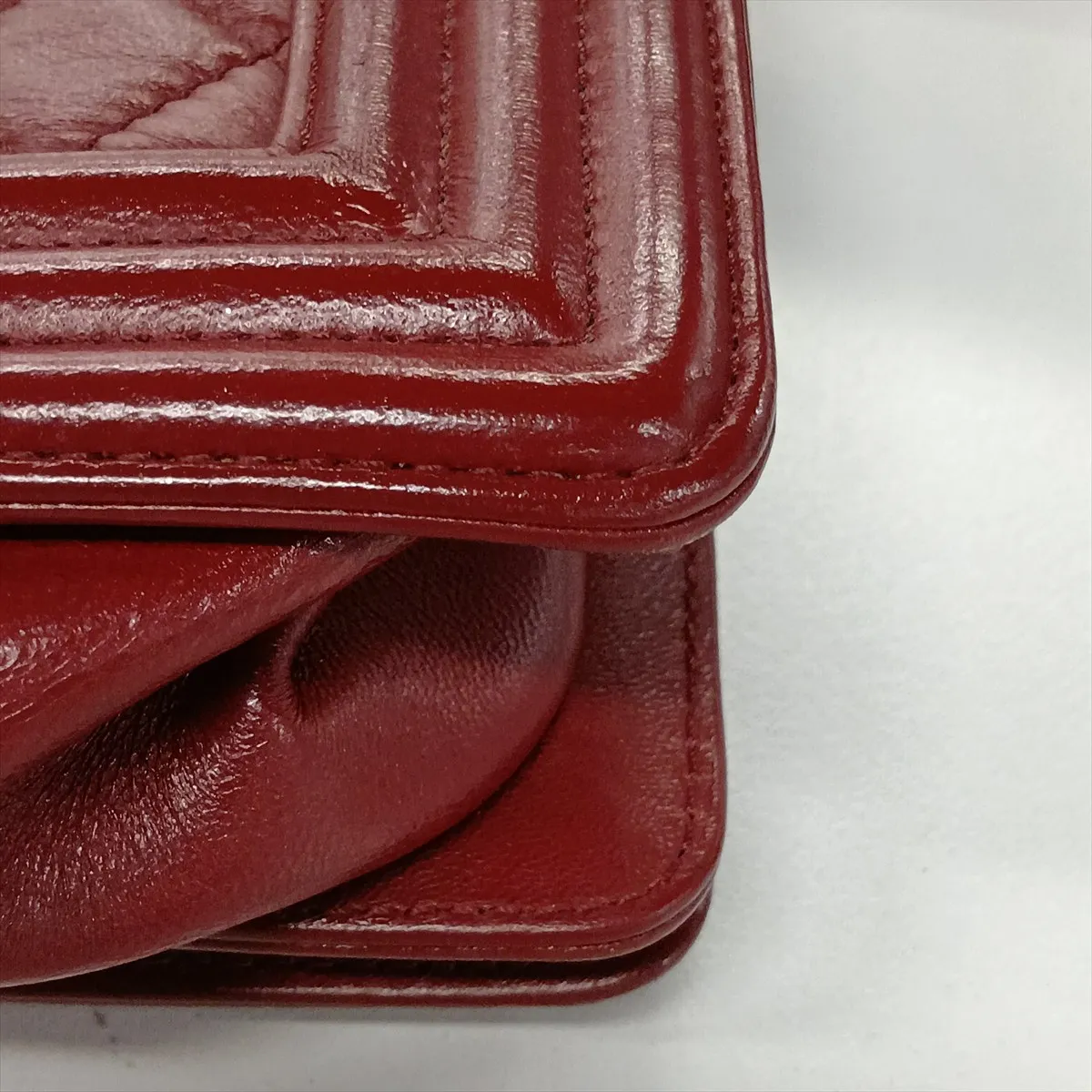 Boy Chanel 25 Lambskin Chain Shoulder Bag, Red with Gold Hardware, 23677887, Serial Number 23, A67086 — view 13