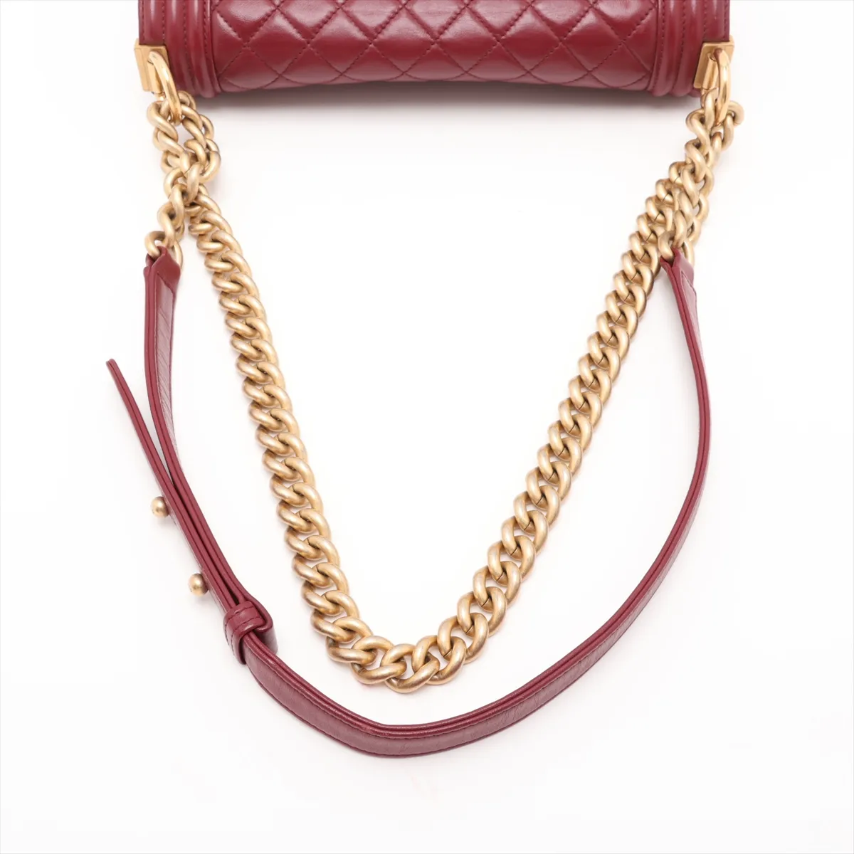 Boy Chanel 25 Lambskin Chain Shoulder Bag, Red with Gold Hardware, 23677887, Serial Number 23, A67086 — view 5
