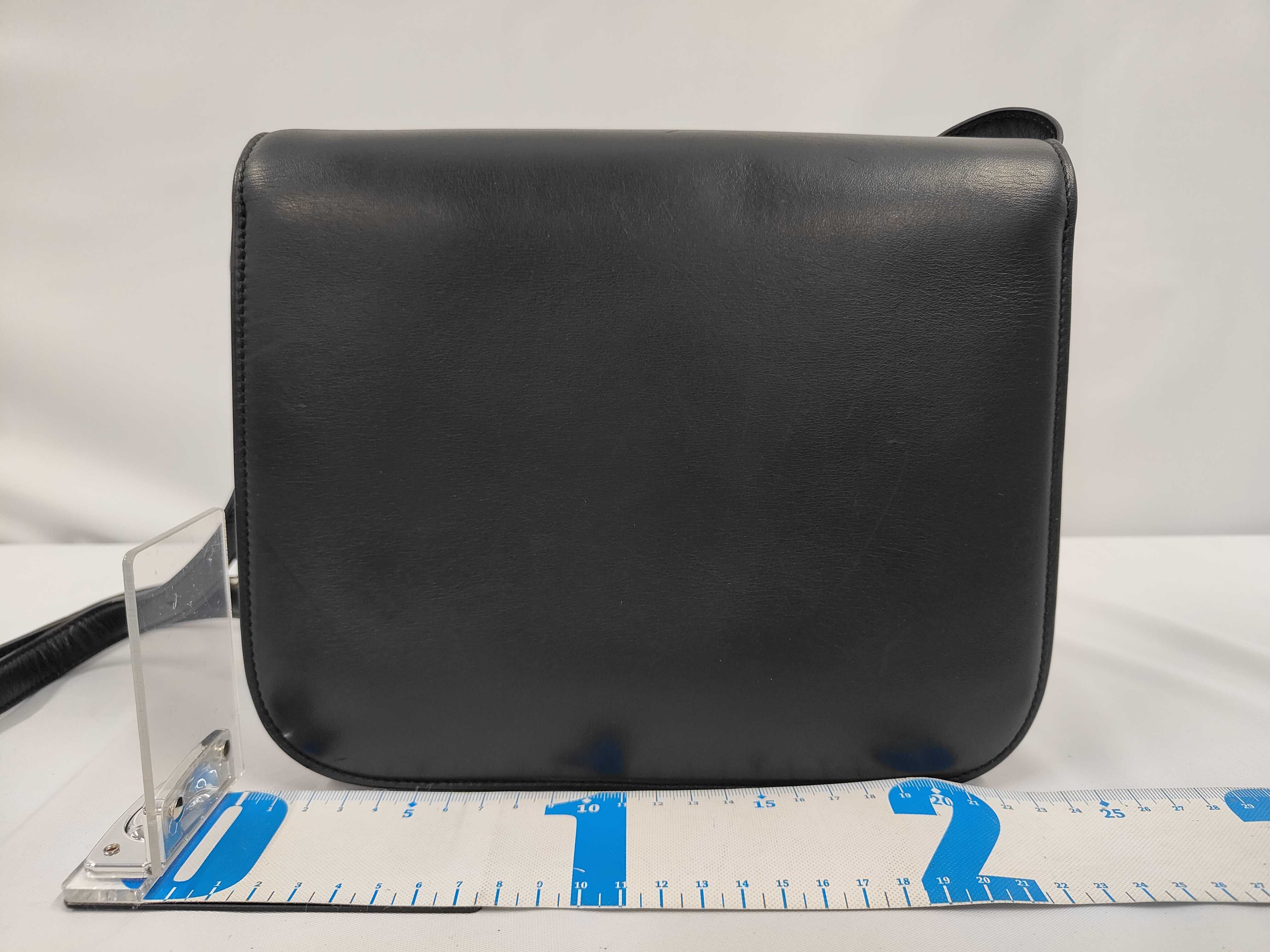 Classic Box Leather Shoulder Bag, Black — view 2