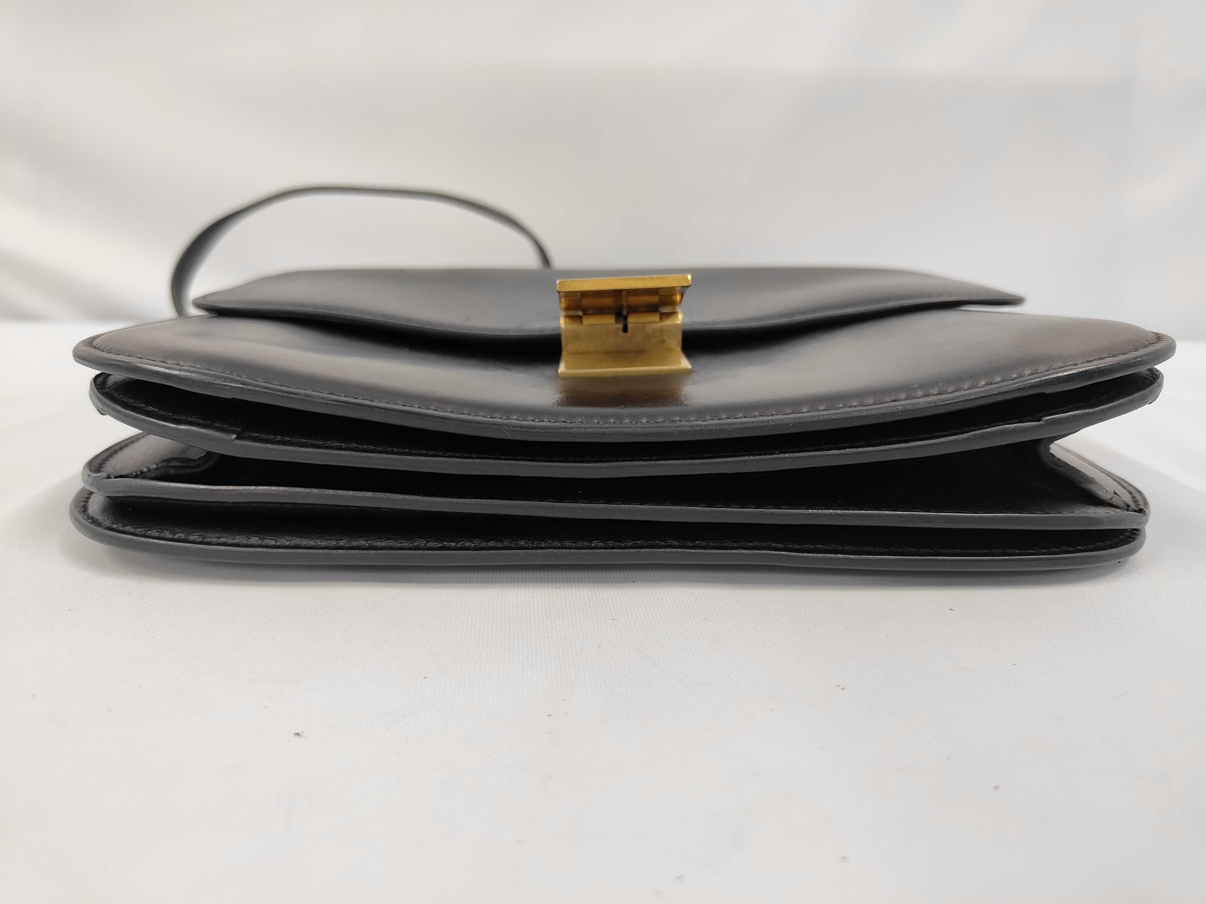Classic Box Leather Shoulder Bag, Black — view 3