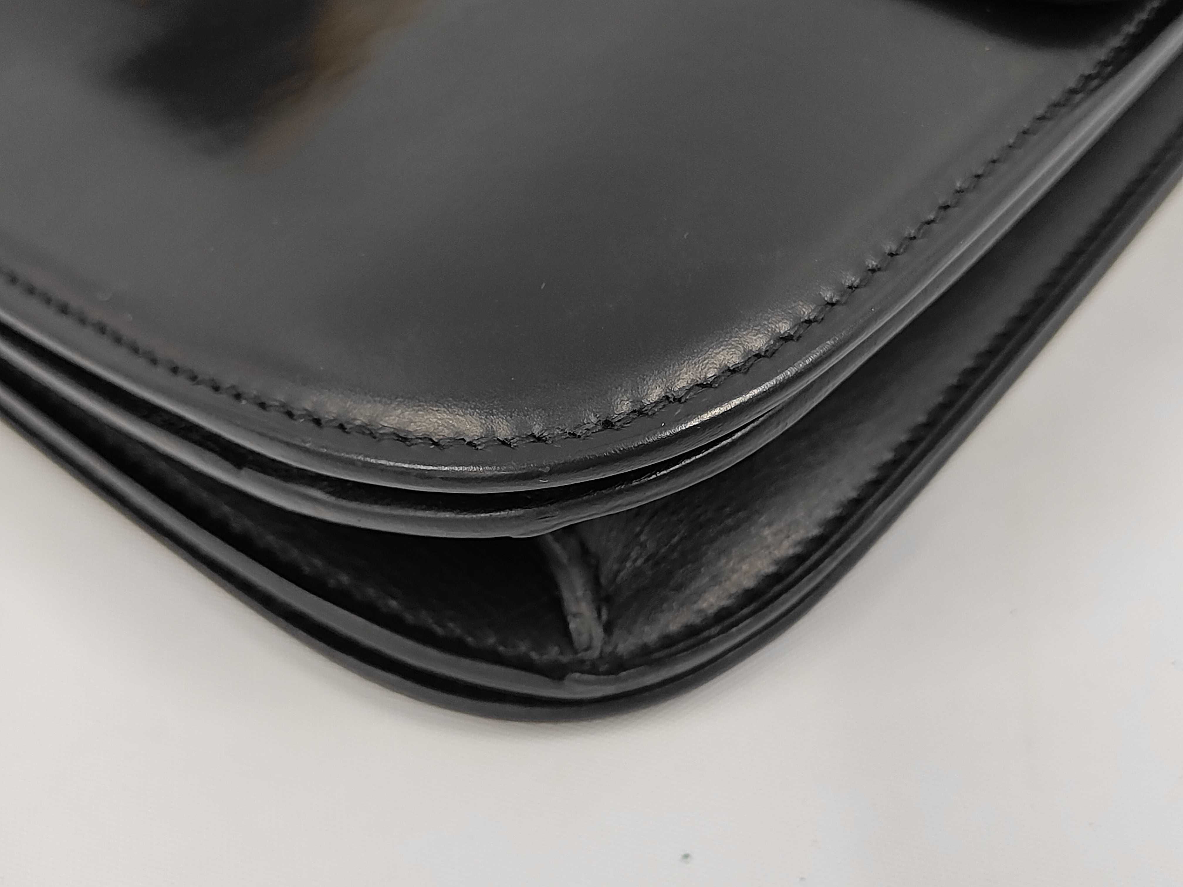 Classic Box Leather Shoulder Bag, Black — view 4