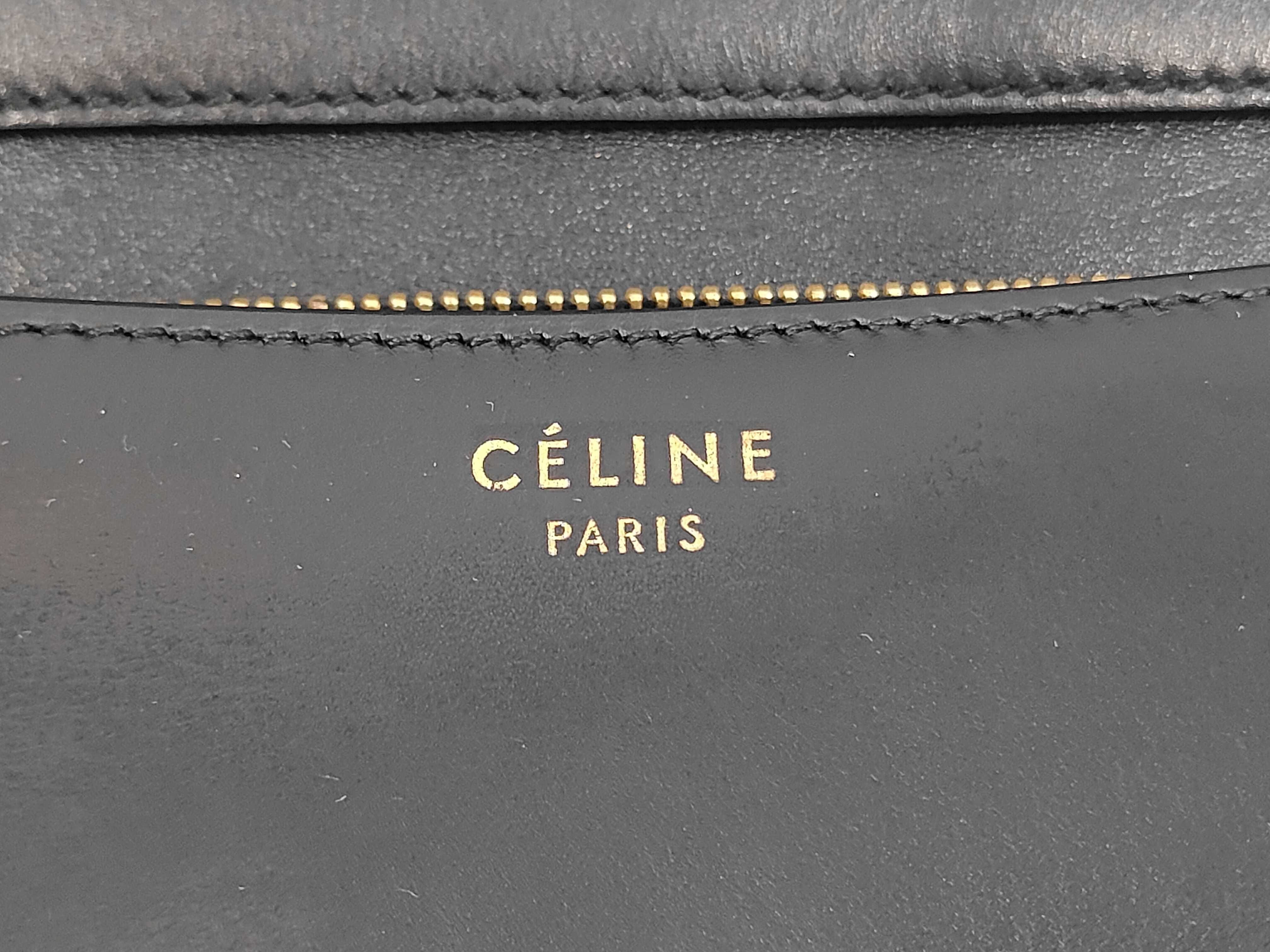 Classic Box Leather Shoulder Bag, Black — view 9