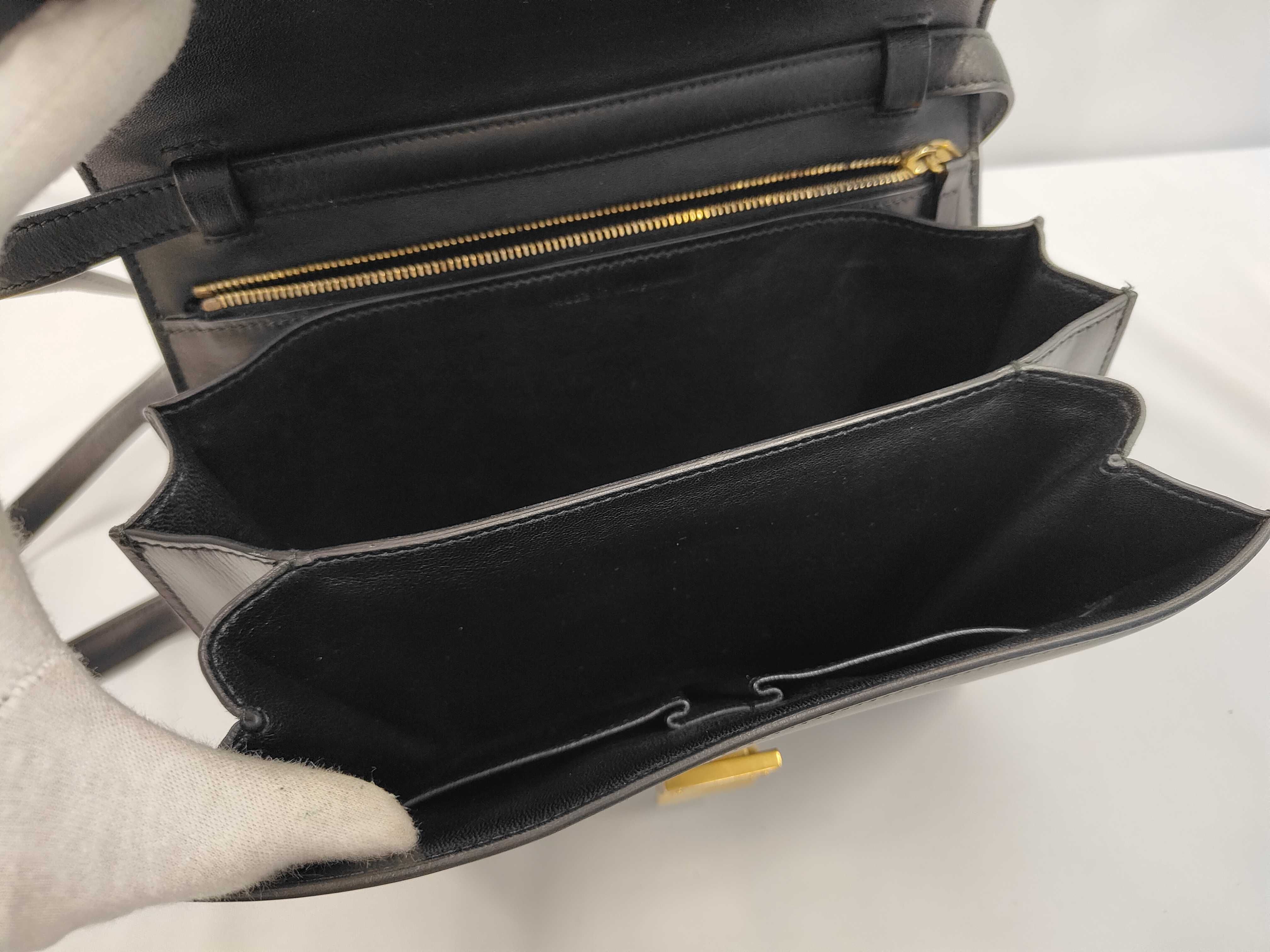Classic Box Leather Shoulder Bag, Black — view 10