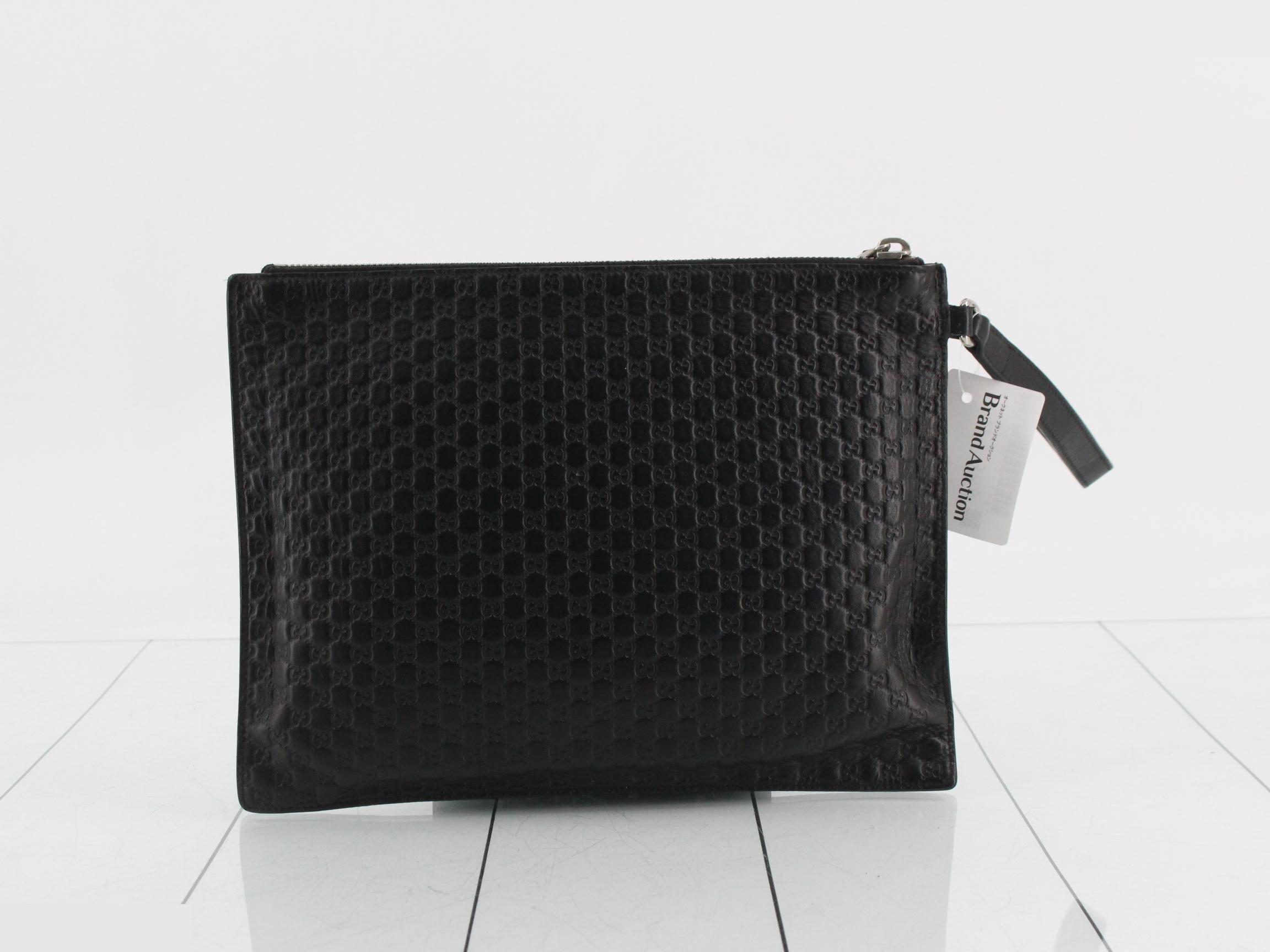 Microguccissima Clutch Bag, Leather, Black, 544477 — view 2