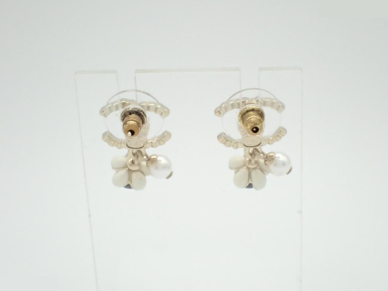 earrings, A21C, Coco Mark, stone, pearl, 2.5cm in height. — view 2