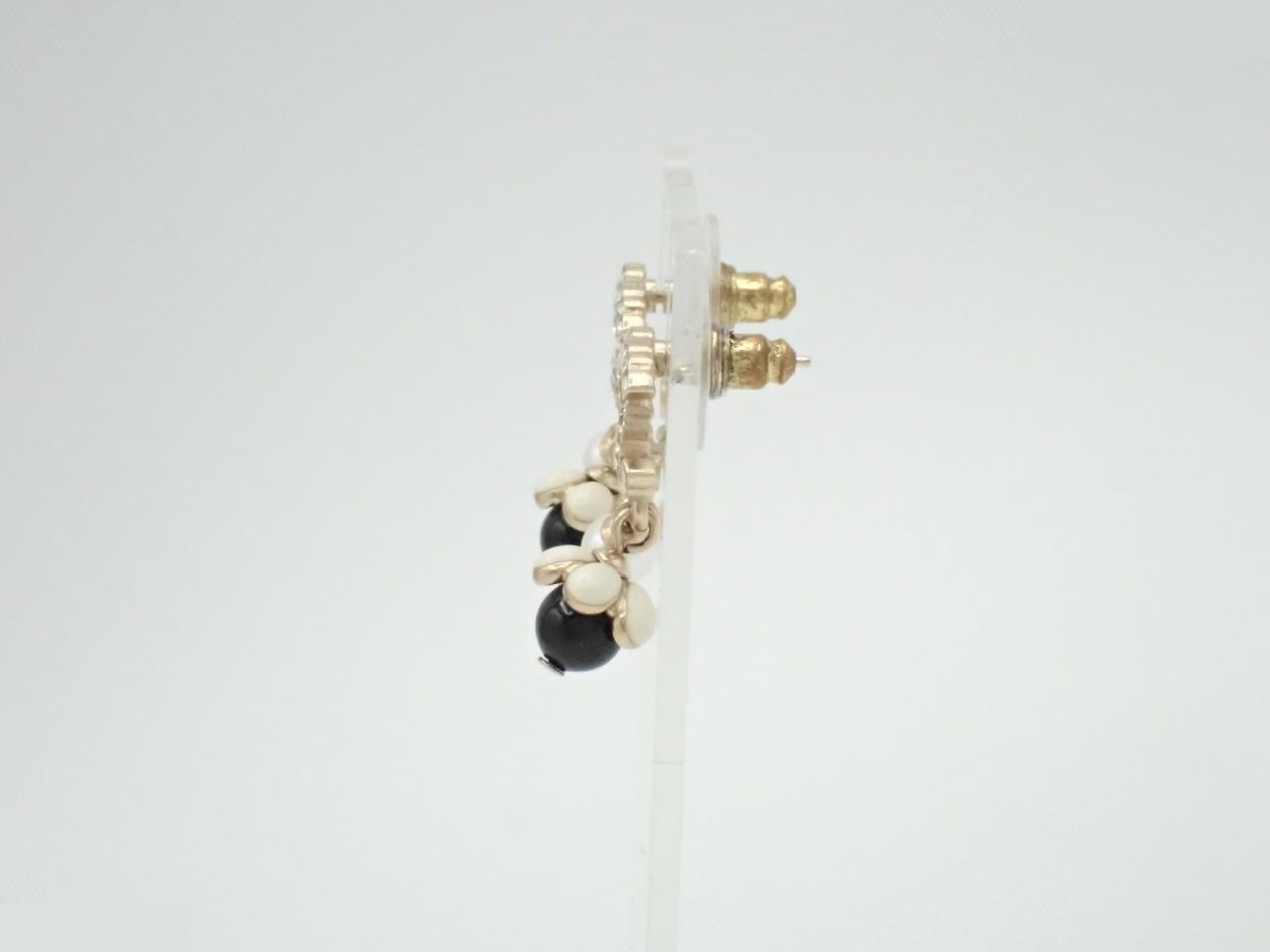 earrings, A21C, Coco Mark, stone, pearl, 2.5cm in height. — view 3