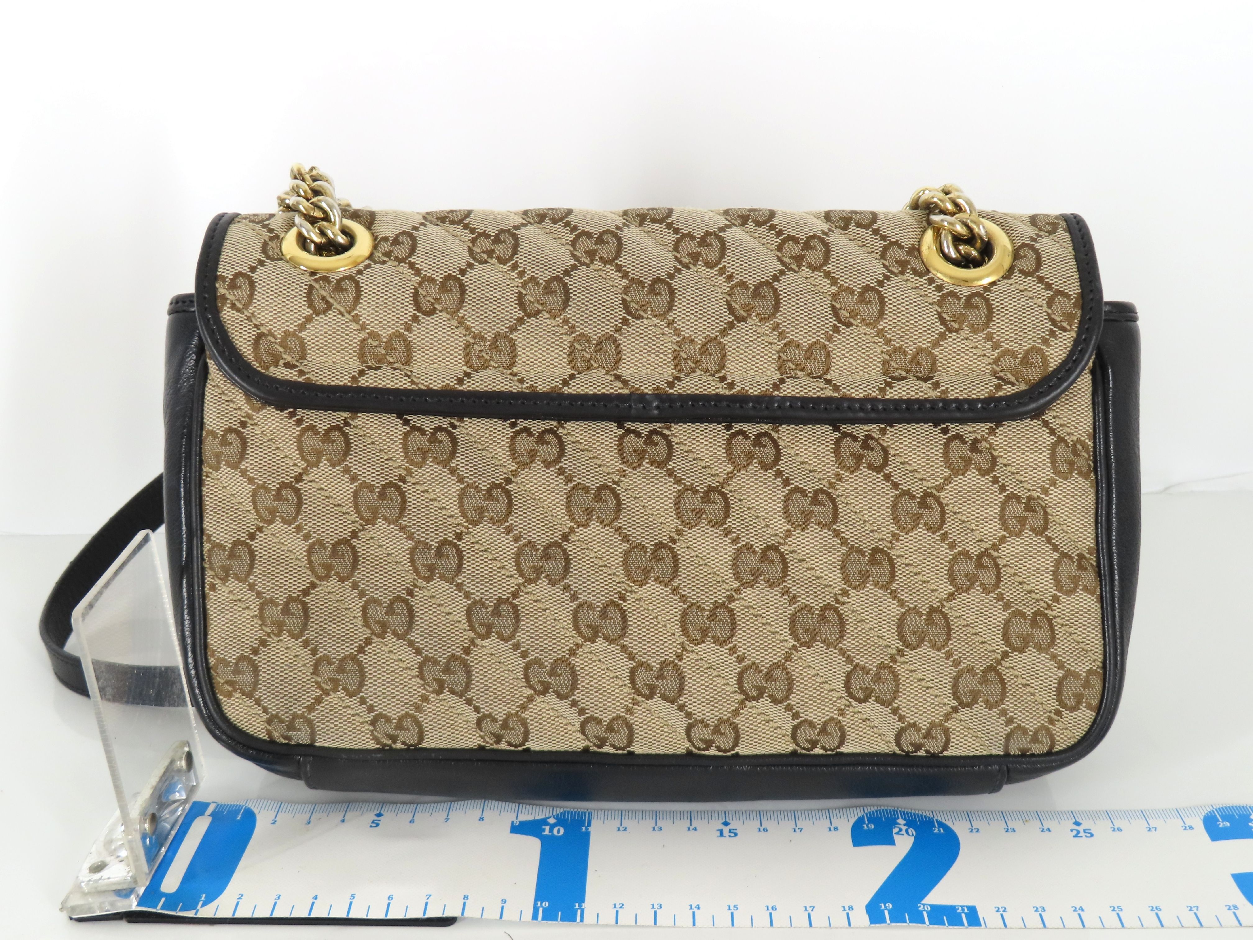 ID- GG Marmont GG Canvas & Leather Chain Shoulder Bag Brown 443497 Shoulder Bag — view 2