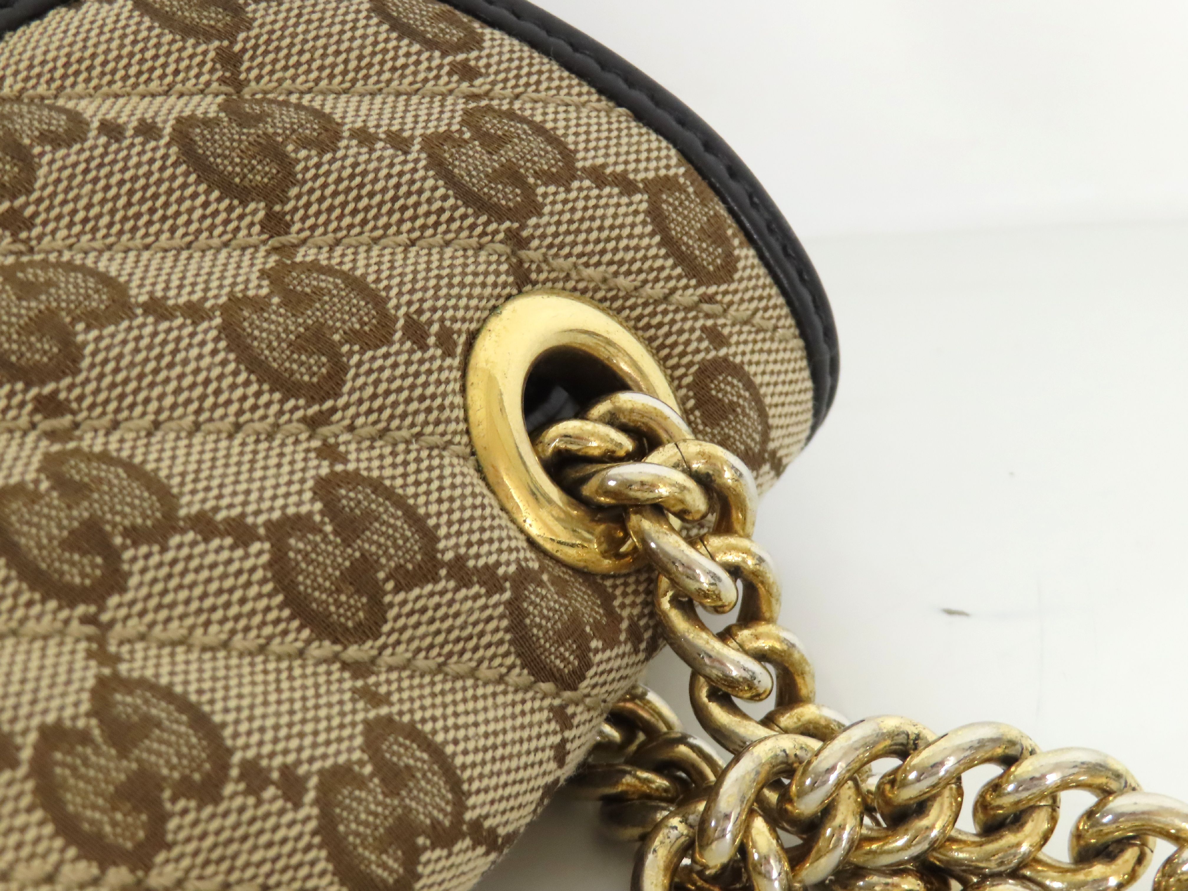 ID- GG Marmont GG Canvas & Leather Chain Shoulder Bag Brown 443497 Shoulder Bag — view 5