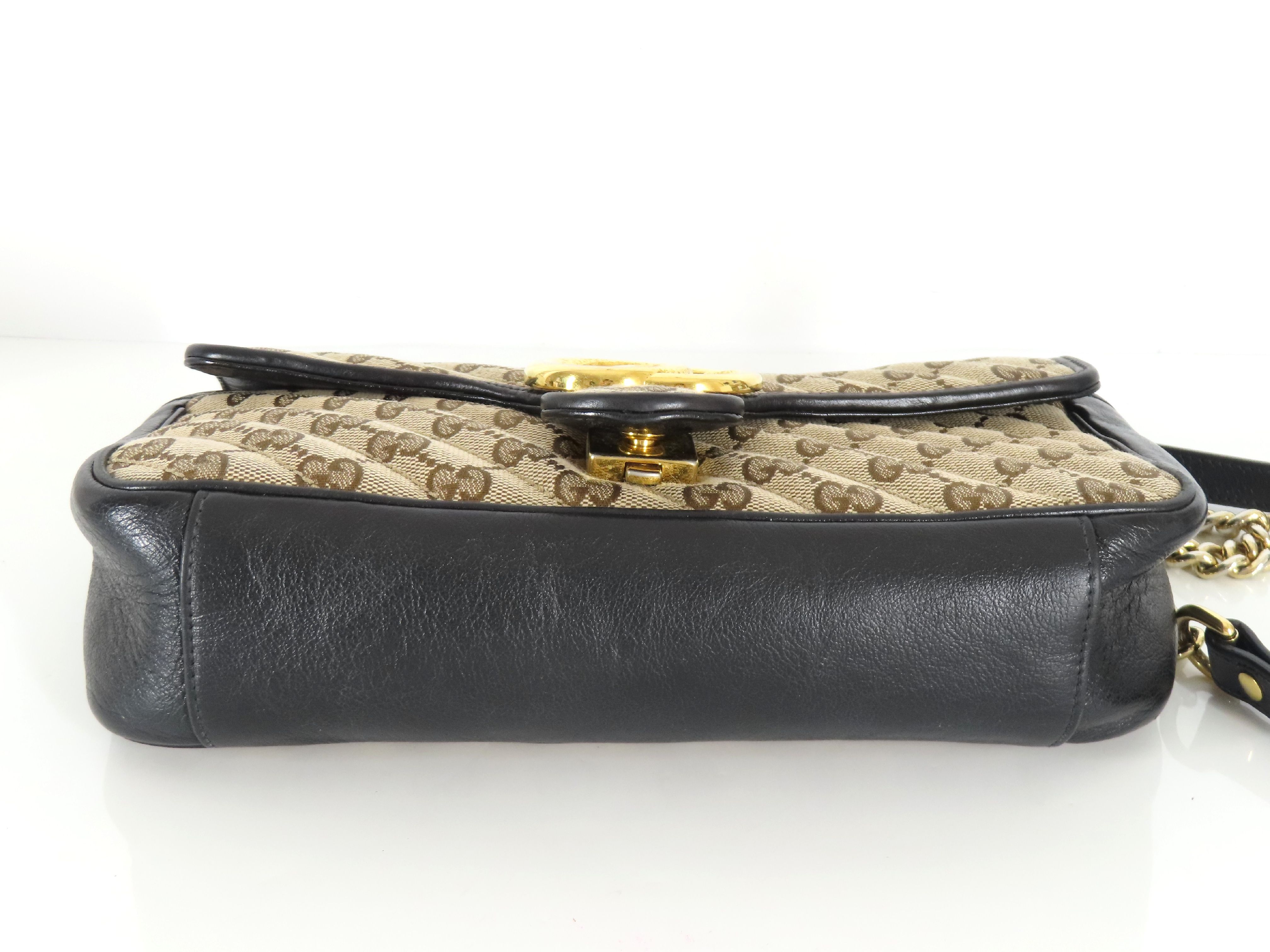 ID- GG Marmont GG Canvas & Leather Chain Shoulder Bag Brown 443497 Shoulder Bag — view 7