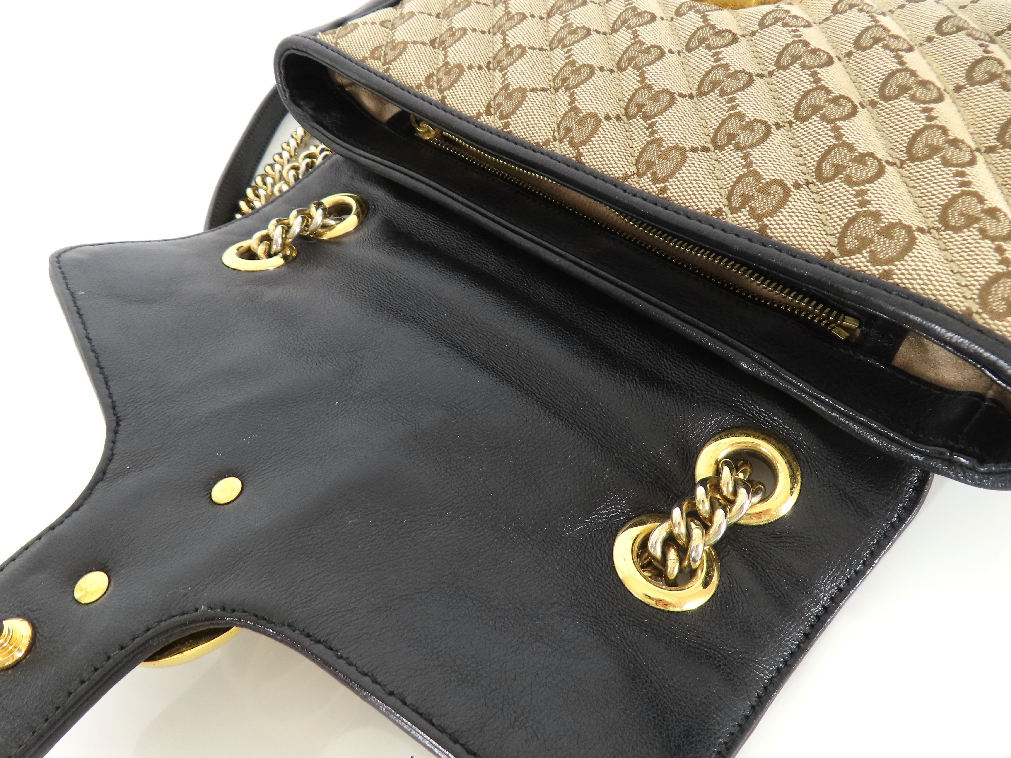 ID- GG Marmont GG Canvas & Leather Chain Shoulder Bag Brown 443497 Shoulder Bag — view 8