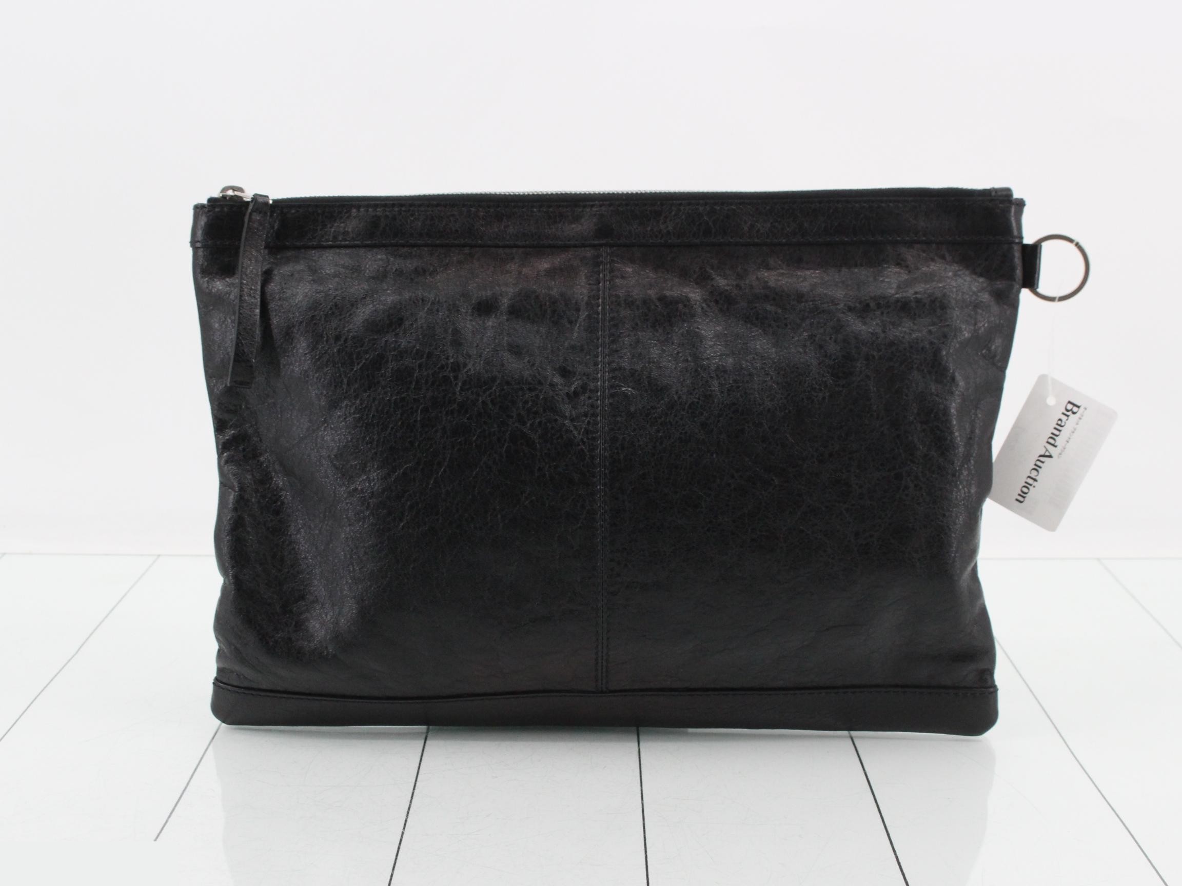 Leather clutch bag, black — view 2