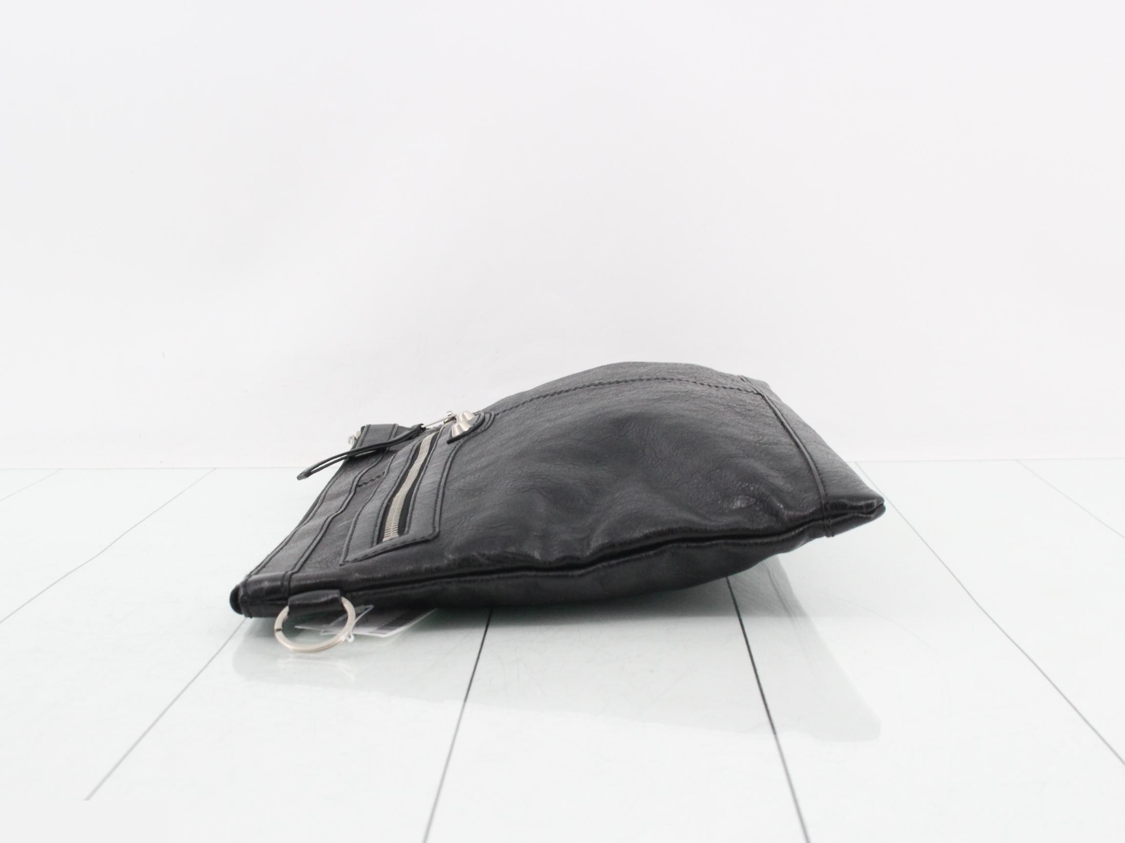 Leather clutch bag, black — view 4
