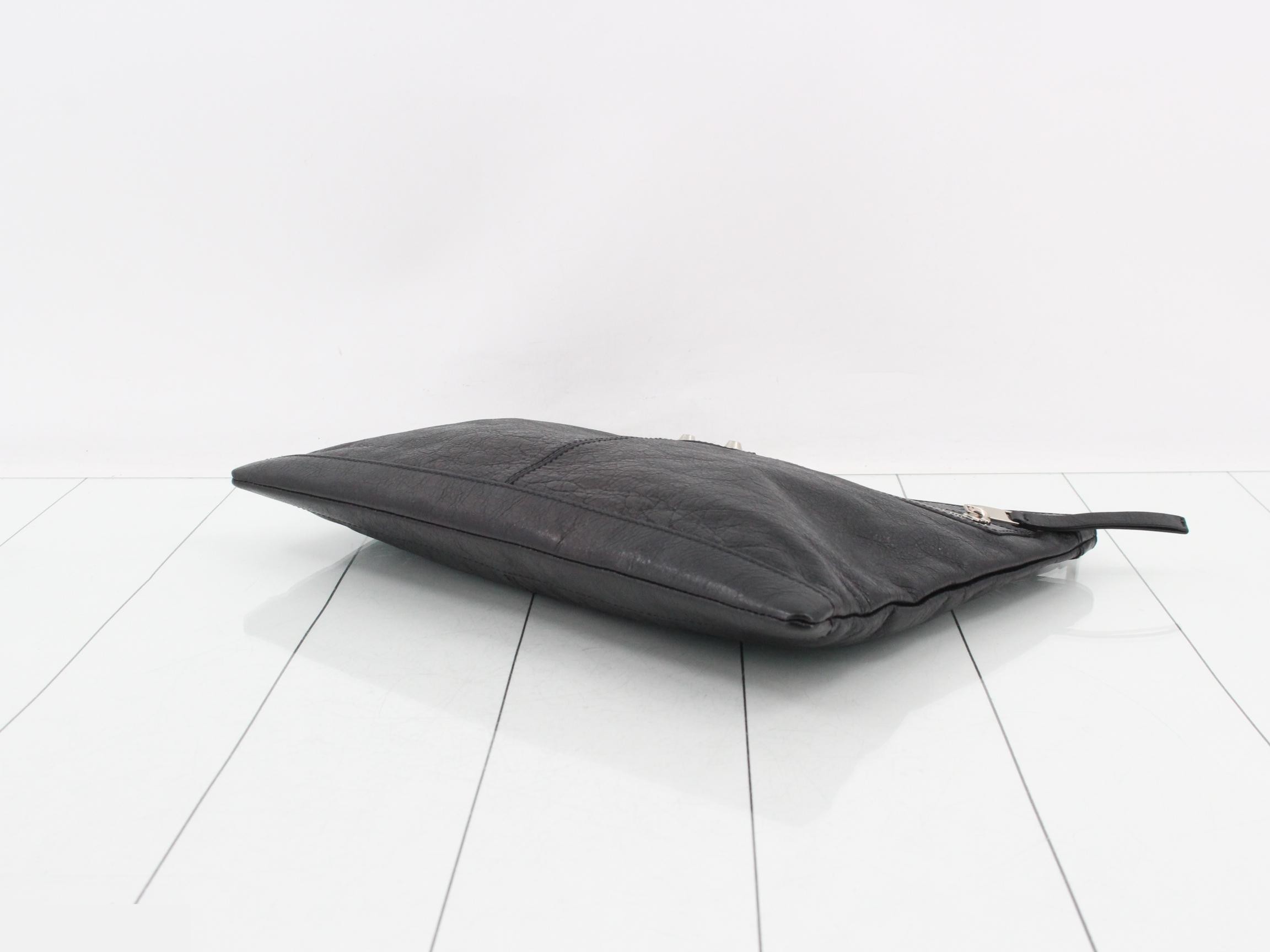Leather clutch bag, black — view 6
