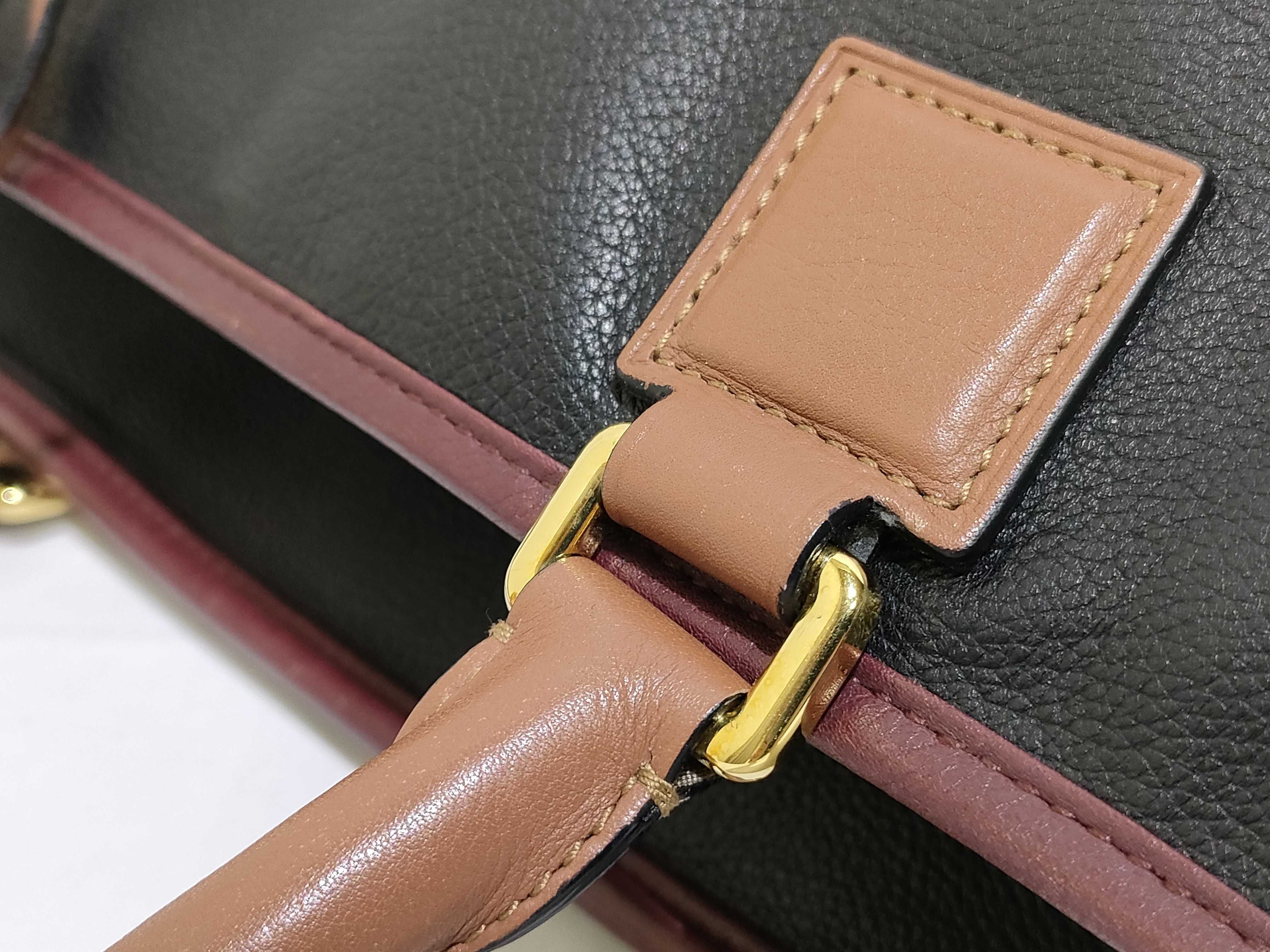 Amazona 36 Leather Handbag, Black x Red — view 5