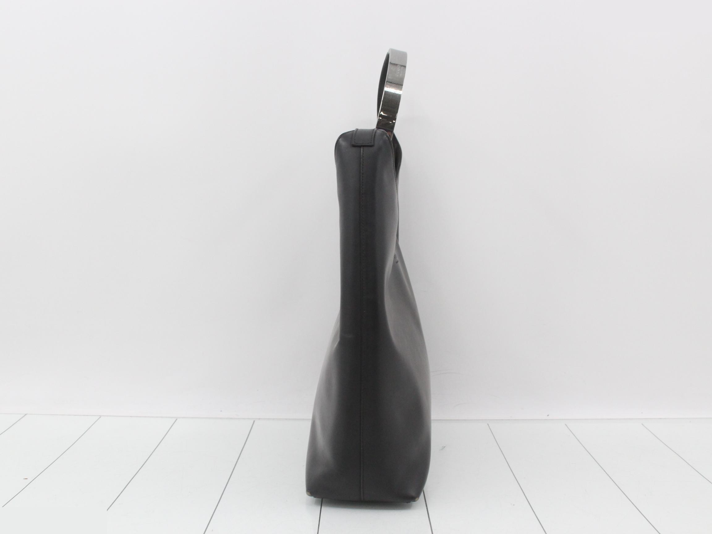 Leather one-shoulder hobo bag — view 4