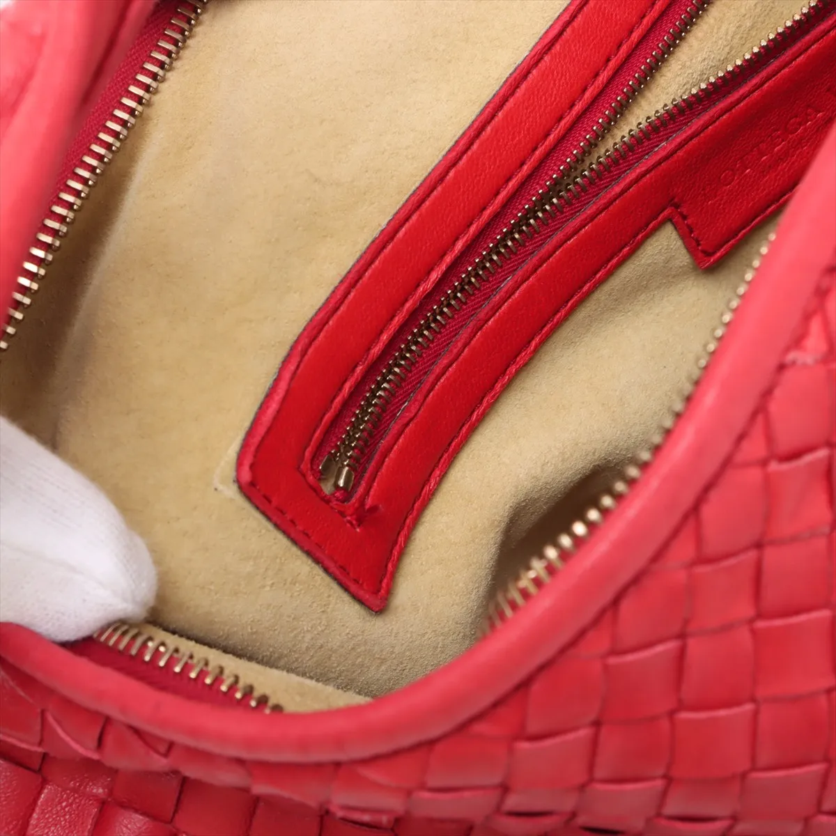 Intrecciato Leather Shoulder Bag Red 115653 — view 12
