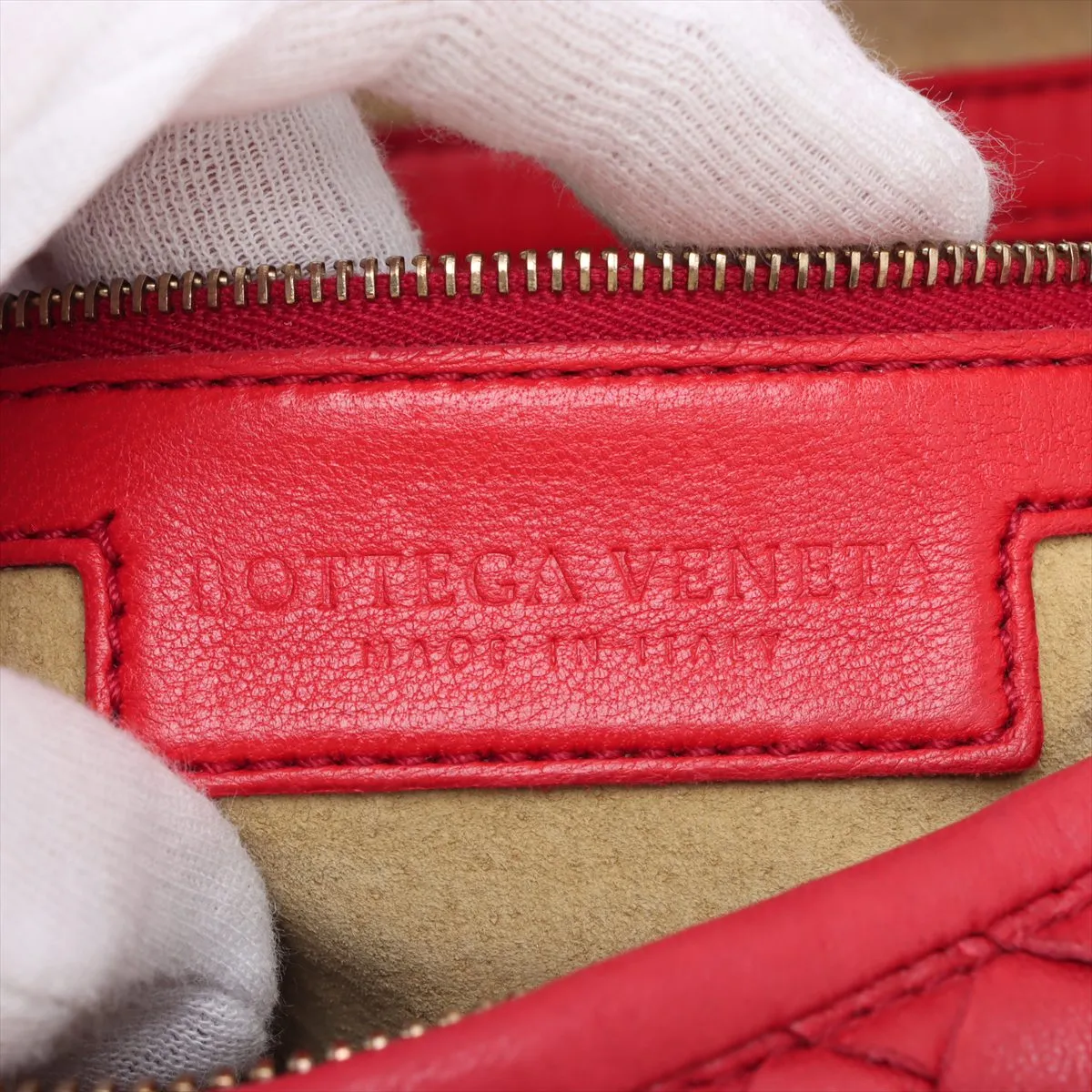 Intrecciato Leather Shoulder Bag Red 115653 — view 9