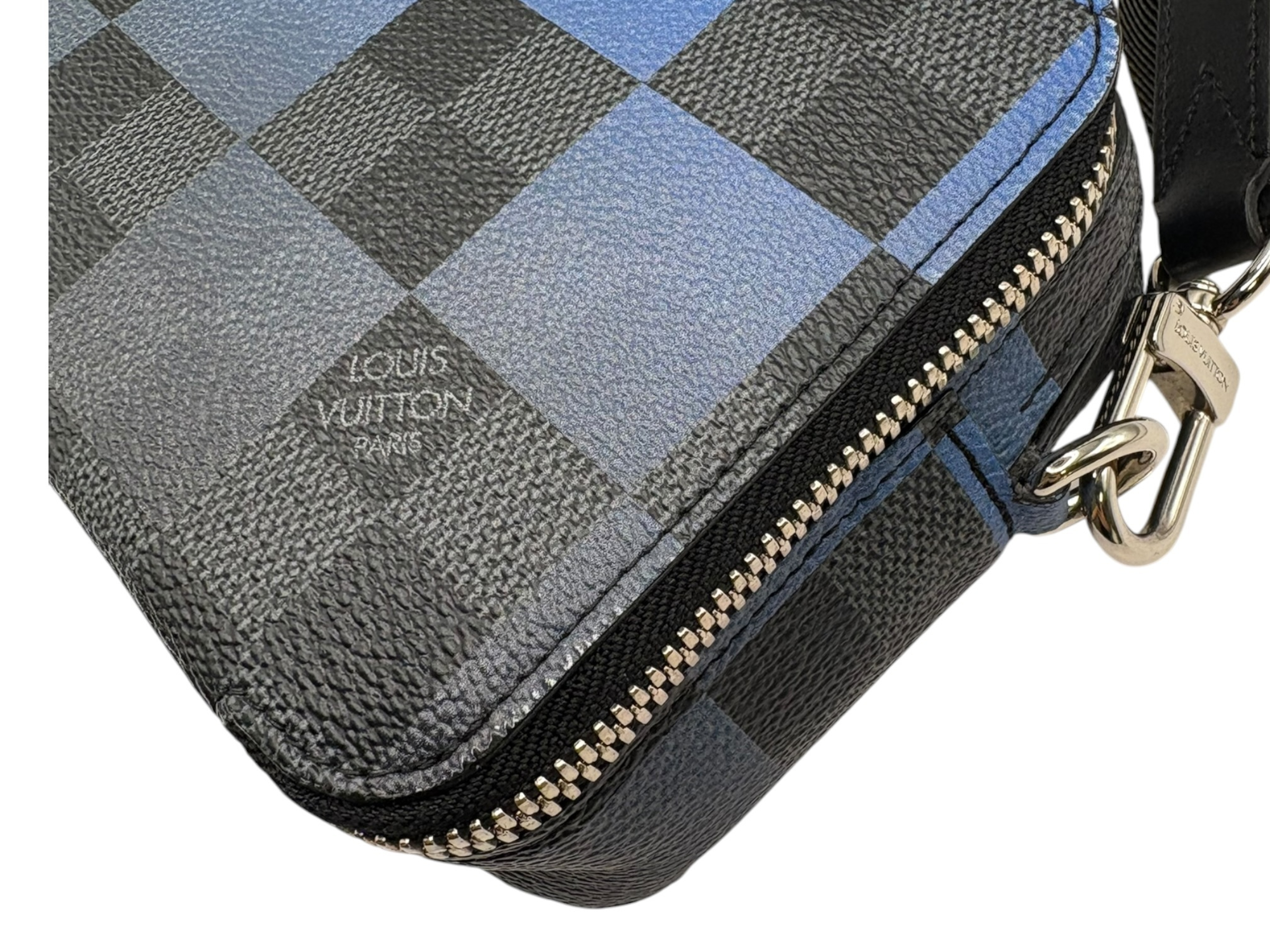 Damier Graphite Alpha Wearable Wallet N60414 Black x Blue RFID Detectable Shoulder Bag — view 4