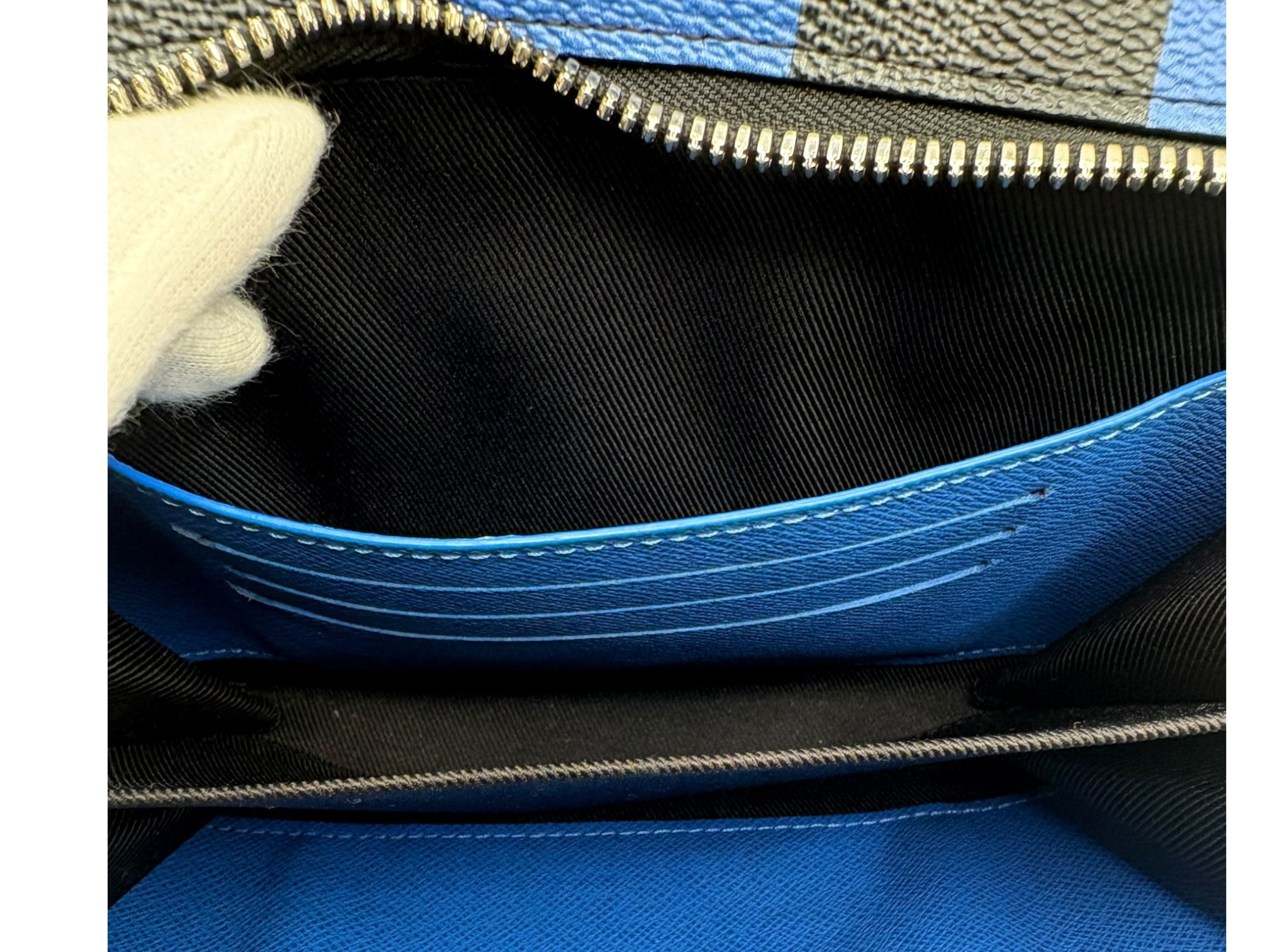 Damier Graphite Alpha Wearable Wallet N60414 Black x Blue RFID Detectable Shoulder Bag — view 9