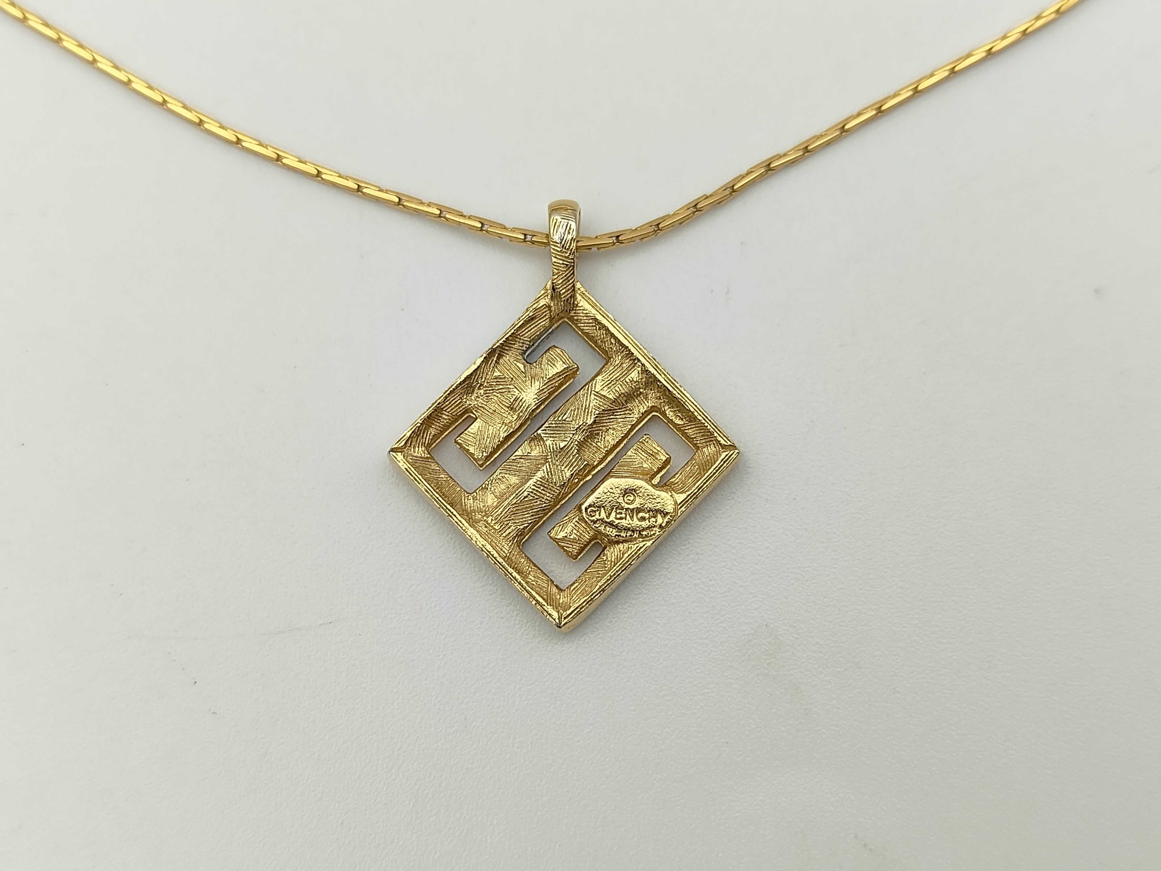 Rhinestone G Logo Square Diamond Gold Necklace — view 2