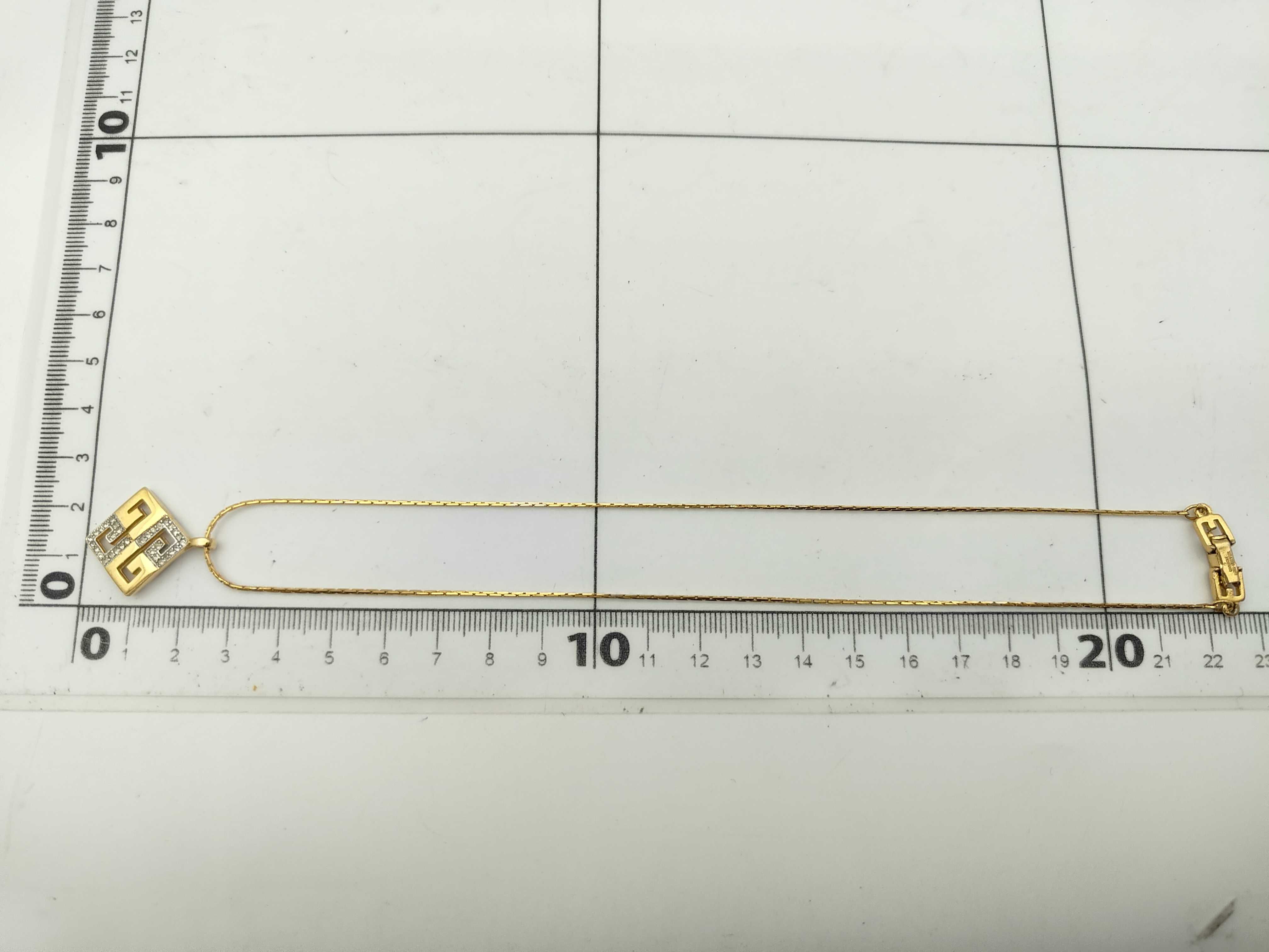 Rhinestone G Logo Square Diamond Gold Necklace — view 6