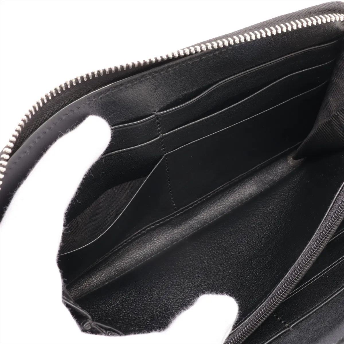 Microguccissima 544473 Leather Round Zip Wallet, Black, with G stamp. — view 4