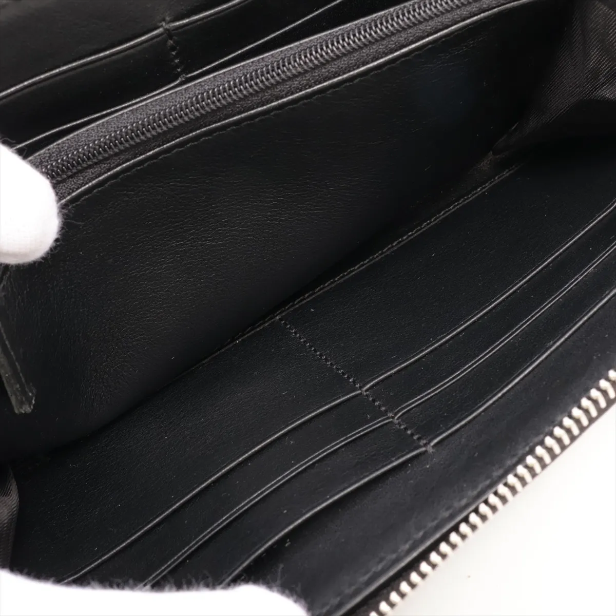 Microguccissima 544473 Leather Round Zip Wallet, Black, with G stamp. — view 5