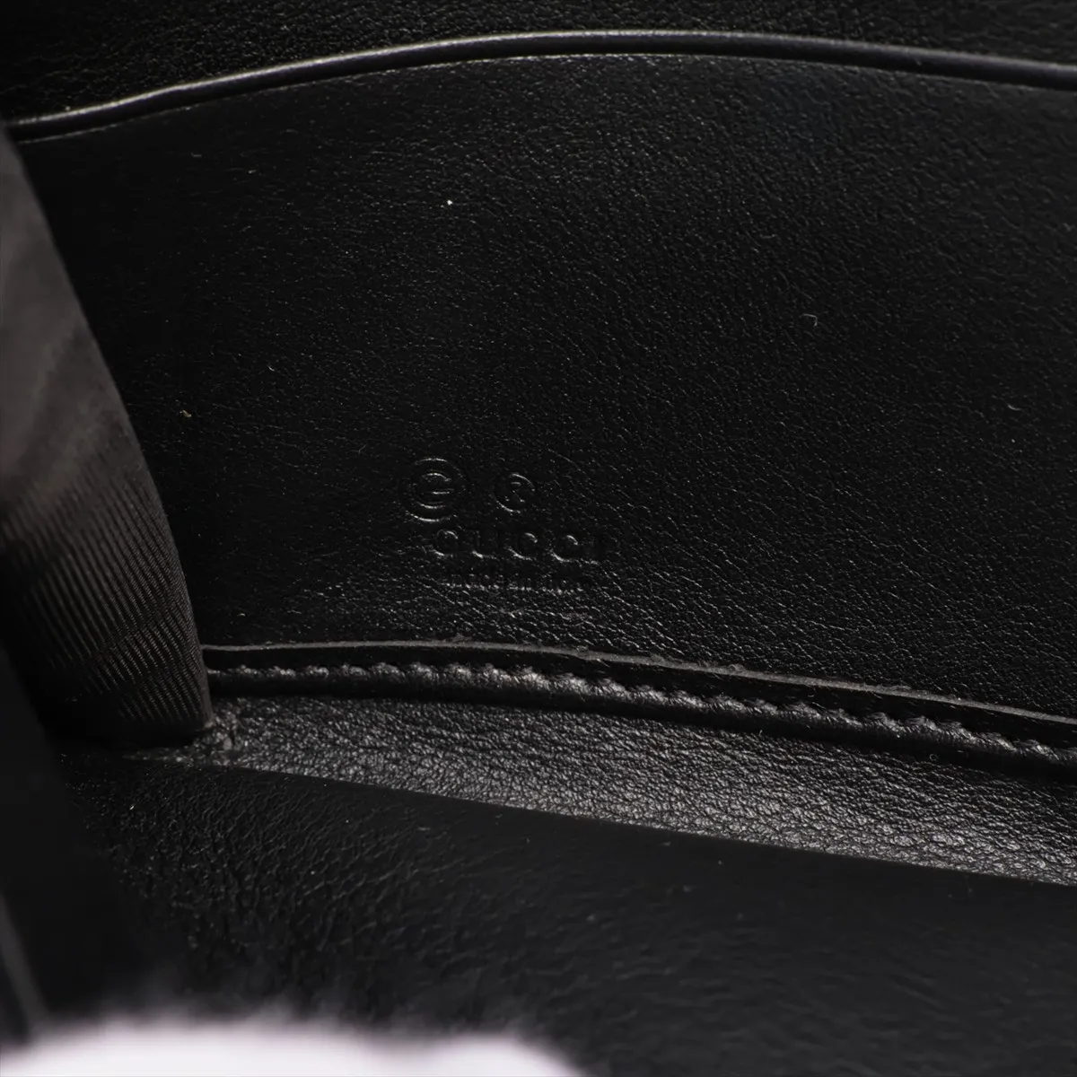 Microguccissima 544473 Leather Round Zip Wallet, Black, with G stamp. — view 7