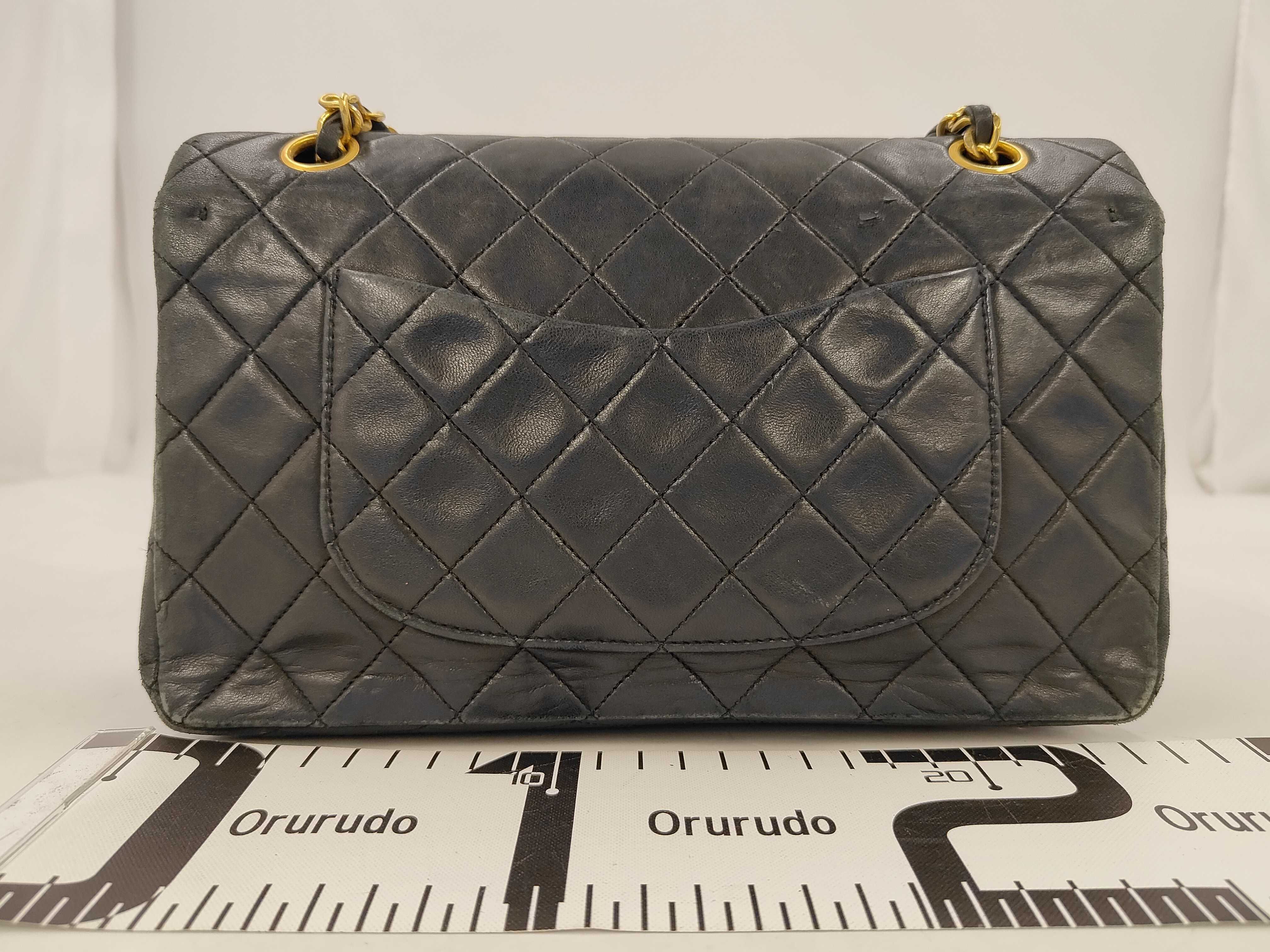 Matelassé 25 Lambskin Double Flap Double Chain Bag, Black with Gold Hardware, Series 1, A01112, Shoulder Bag — view 2