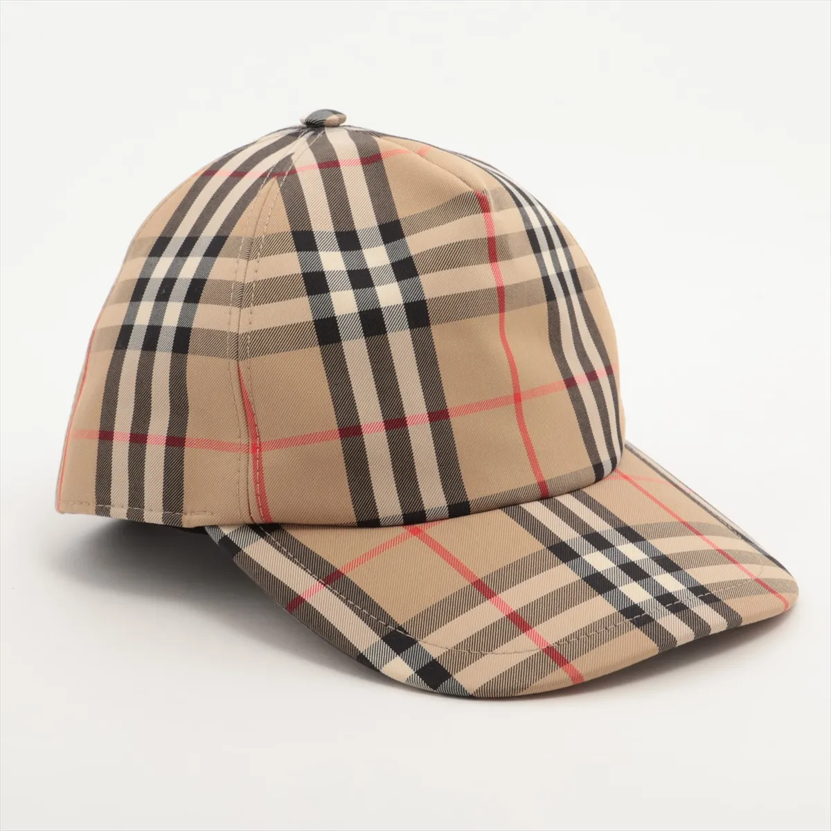 Nova Check Cap, Size M, Cotton, Beige. Shows wear, — view 2