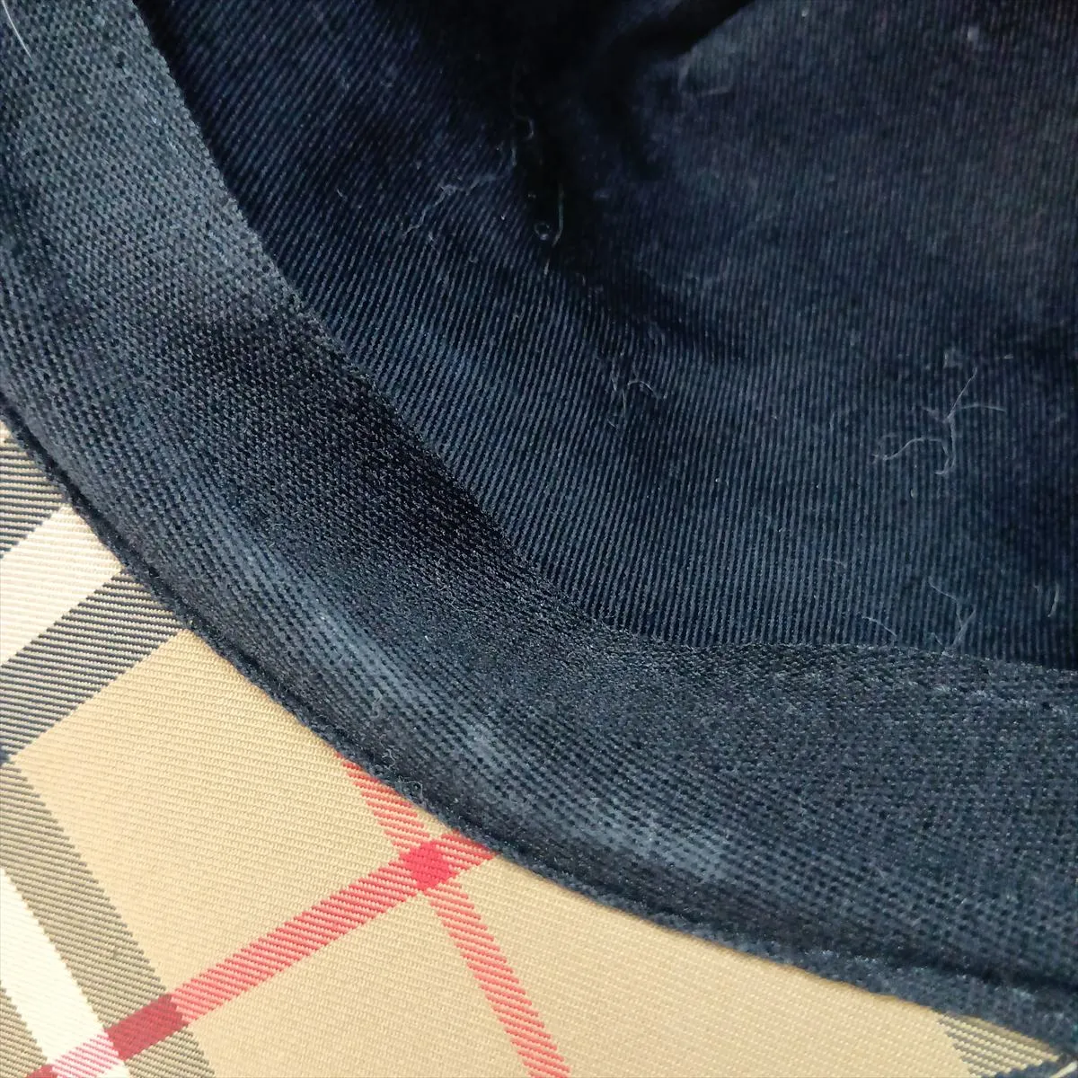 Nova Check Cap, Size M, Cotton, Beige. Shows wear, — view 7