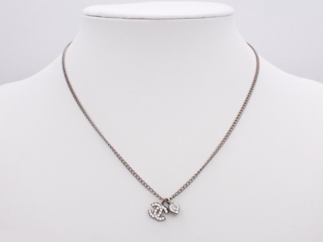 Necklace, Coco Mark design, 43cm total length, rhinestones, 06, P stamp. — view 3