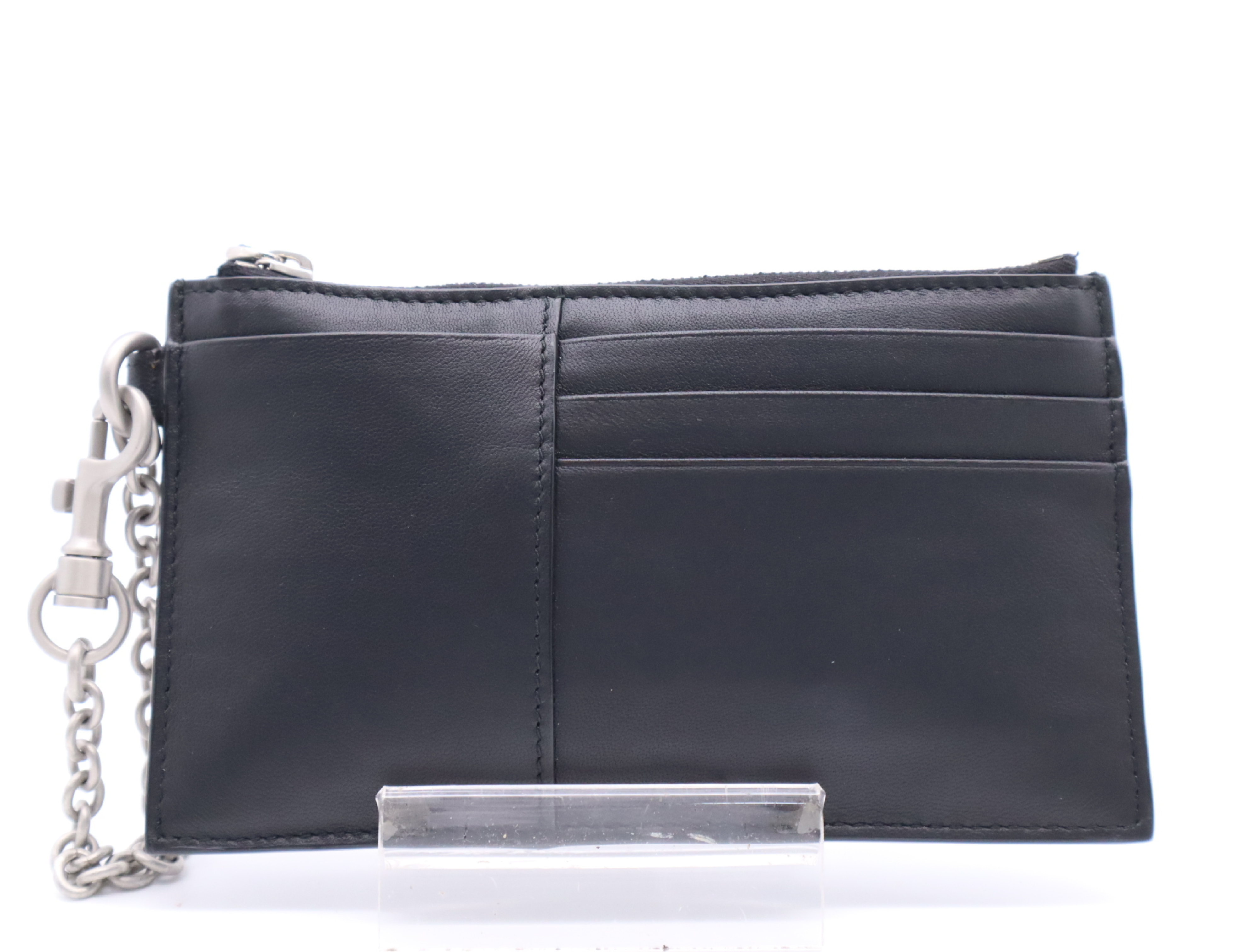Leather Card Case, Black with Silver Hardware, Card Case — view 2