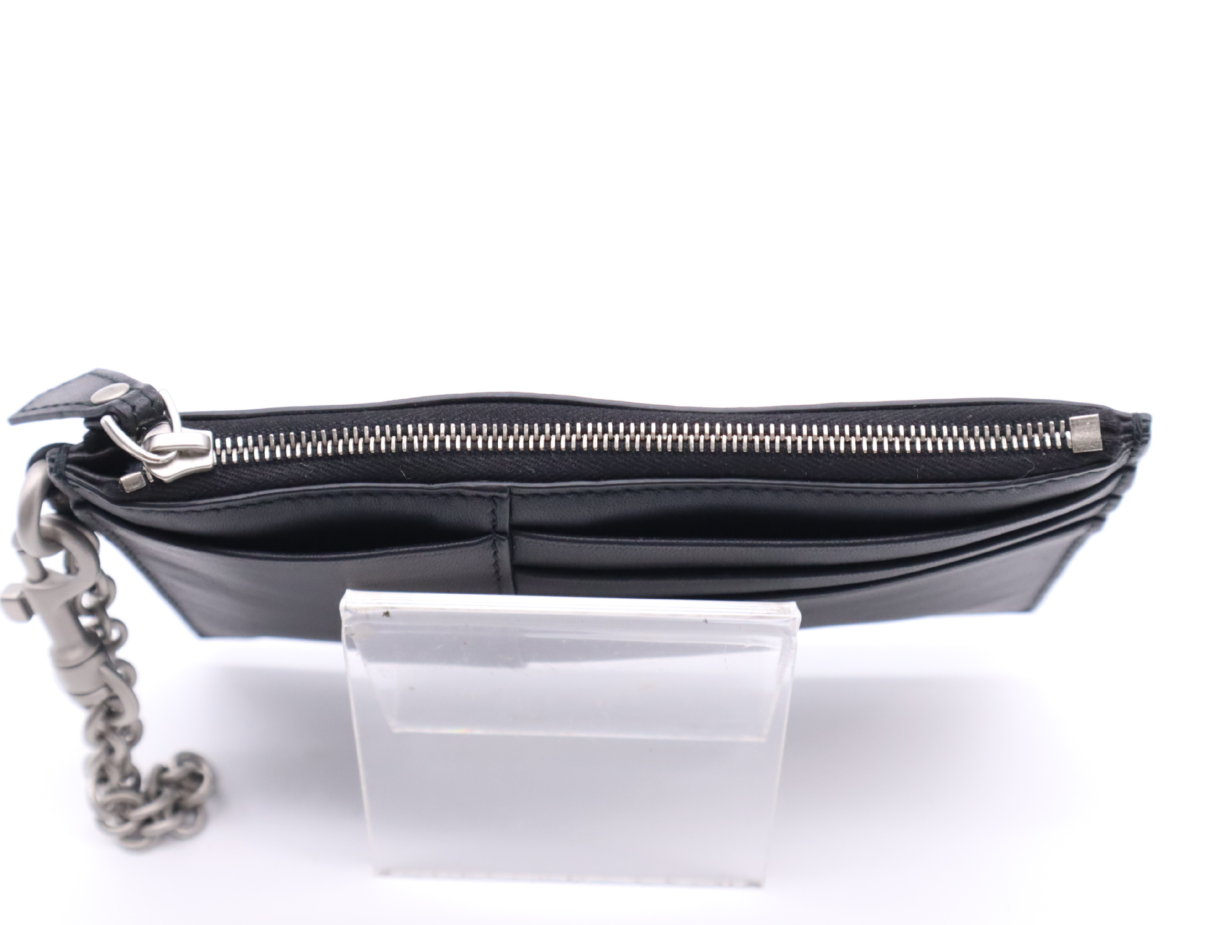Leather Card Case, Black with Silver Hardware, Card Case — view 4