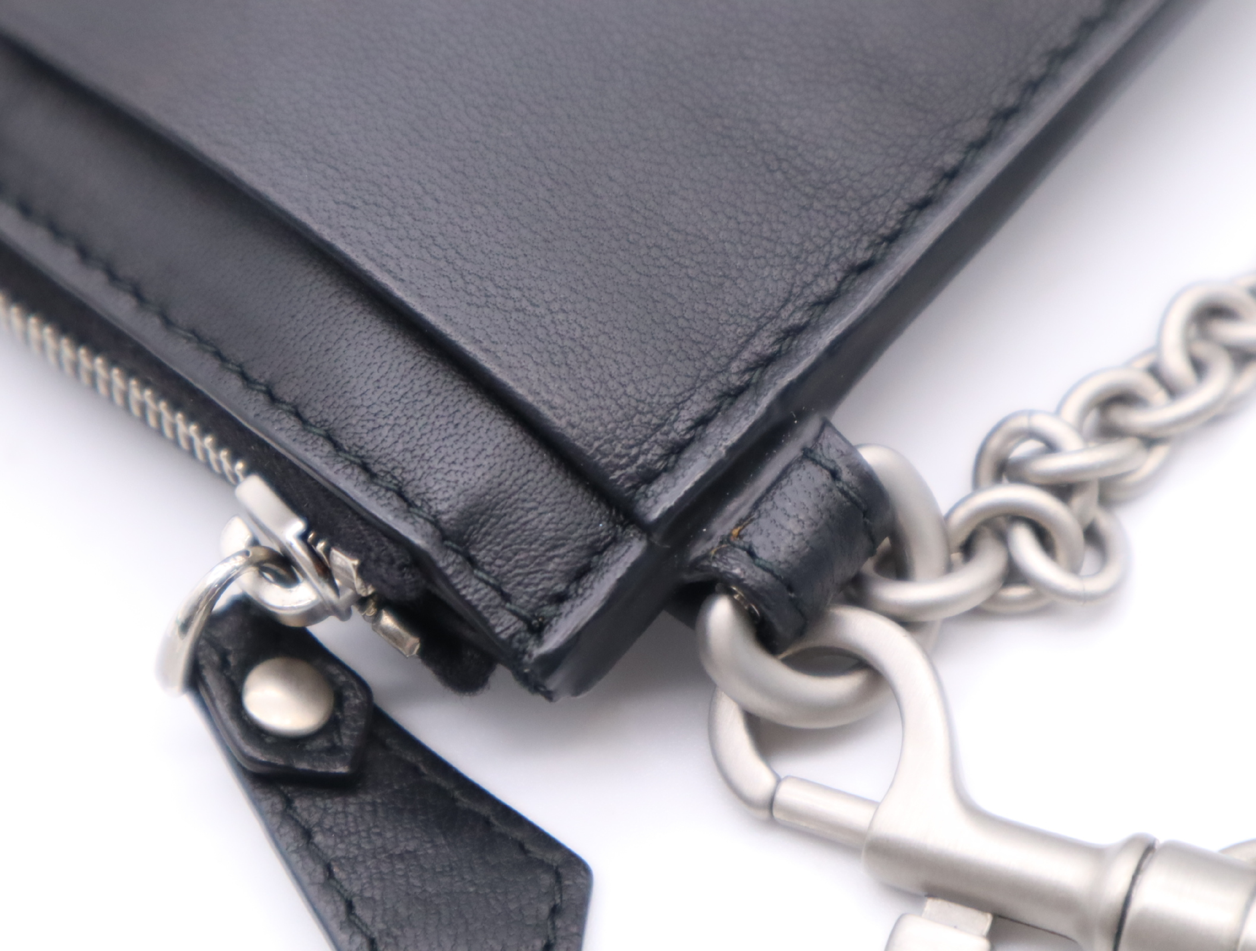 Leather Card Case, Black with Silver Hardware, Card Case — view 9