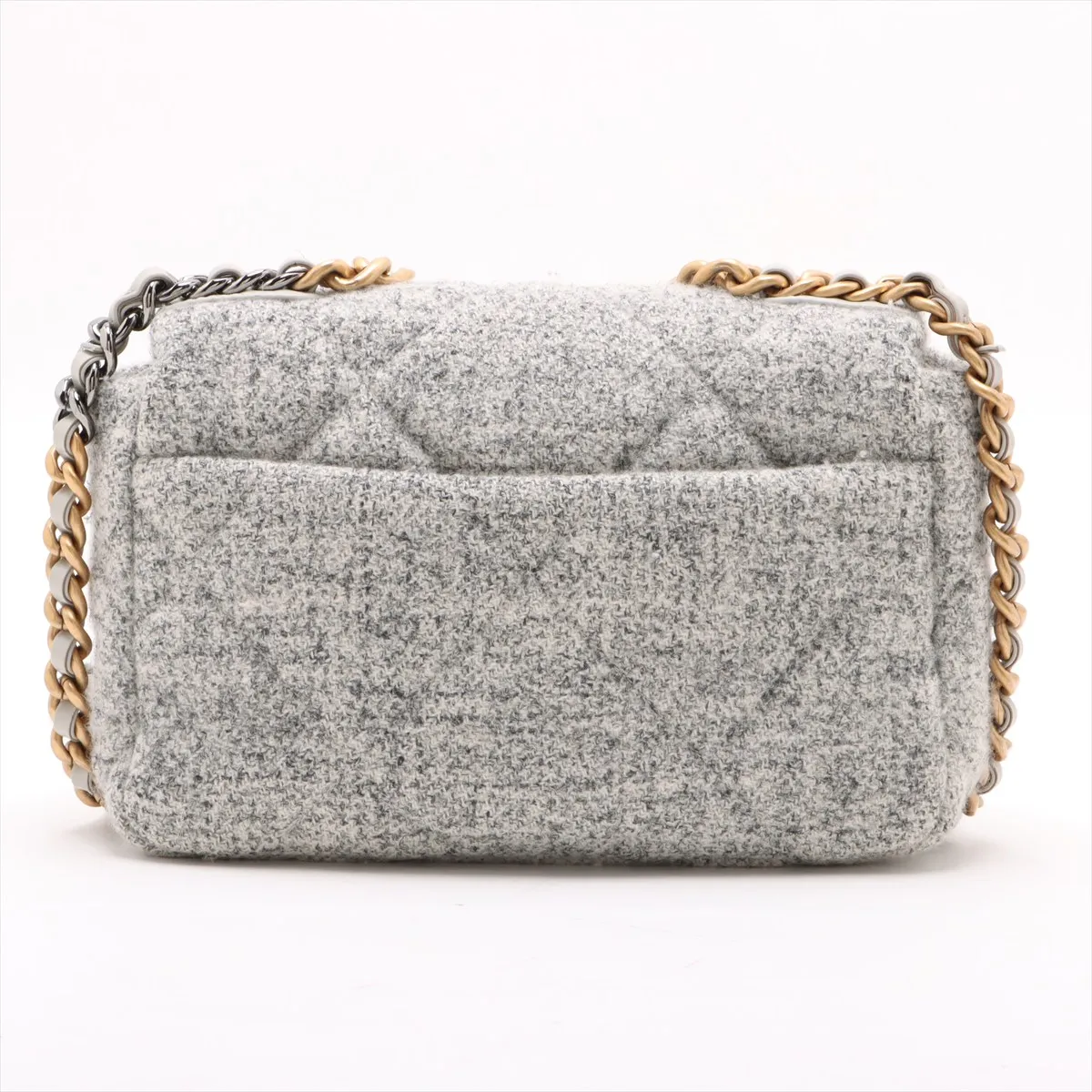 19 Tweed Chain Shoulder Bag Gray Gold Hardware TK843K1L Random Plate AS1160 — view 2