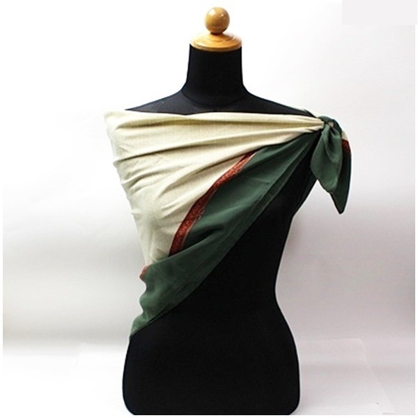 scarf, green x beige — view 2