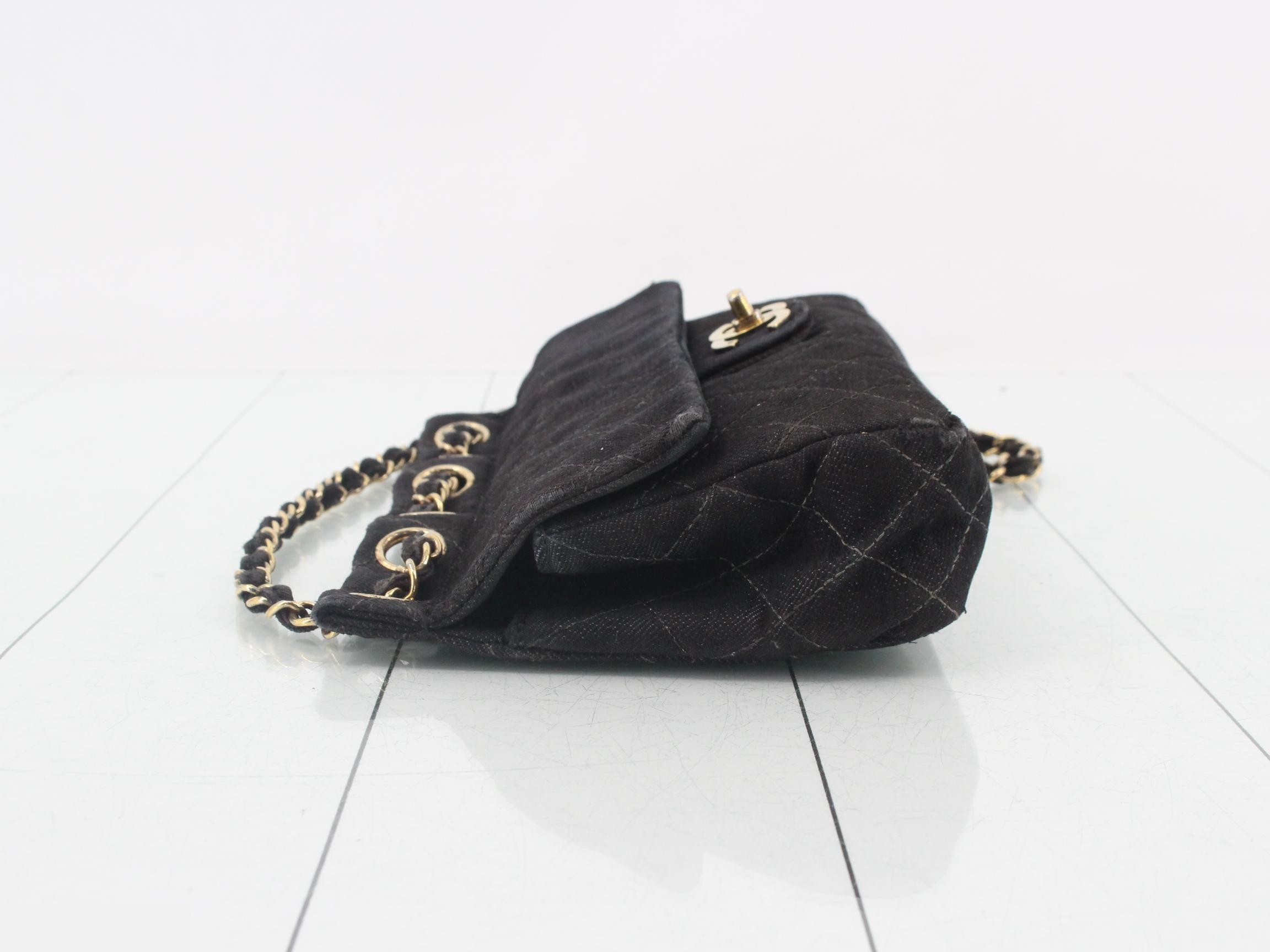 Matelassé denim shoulder bag — view 4