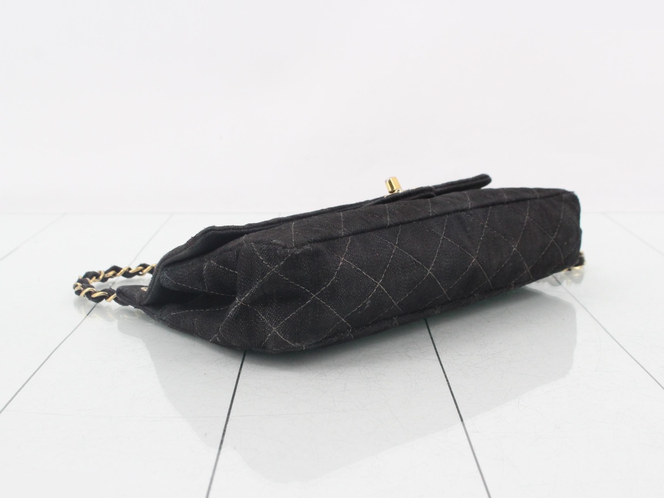 Matelassé denim shoulder bag — view 5