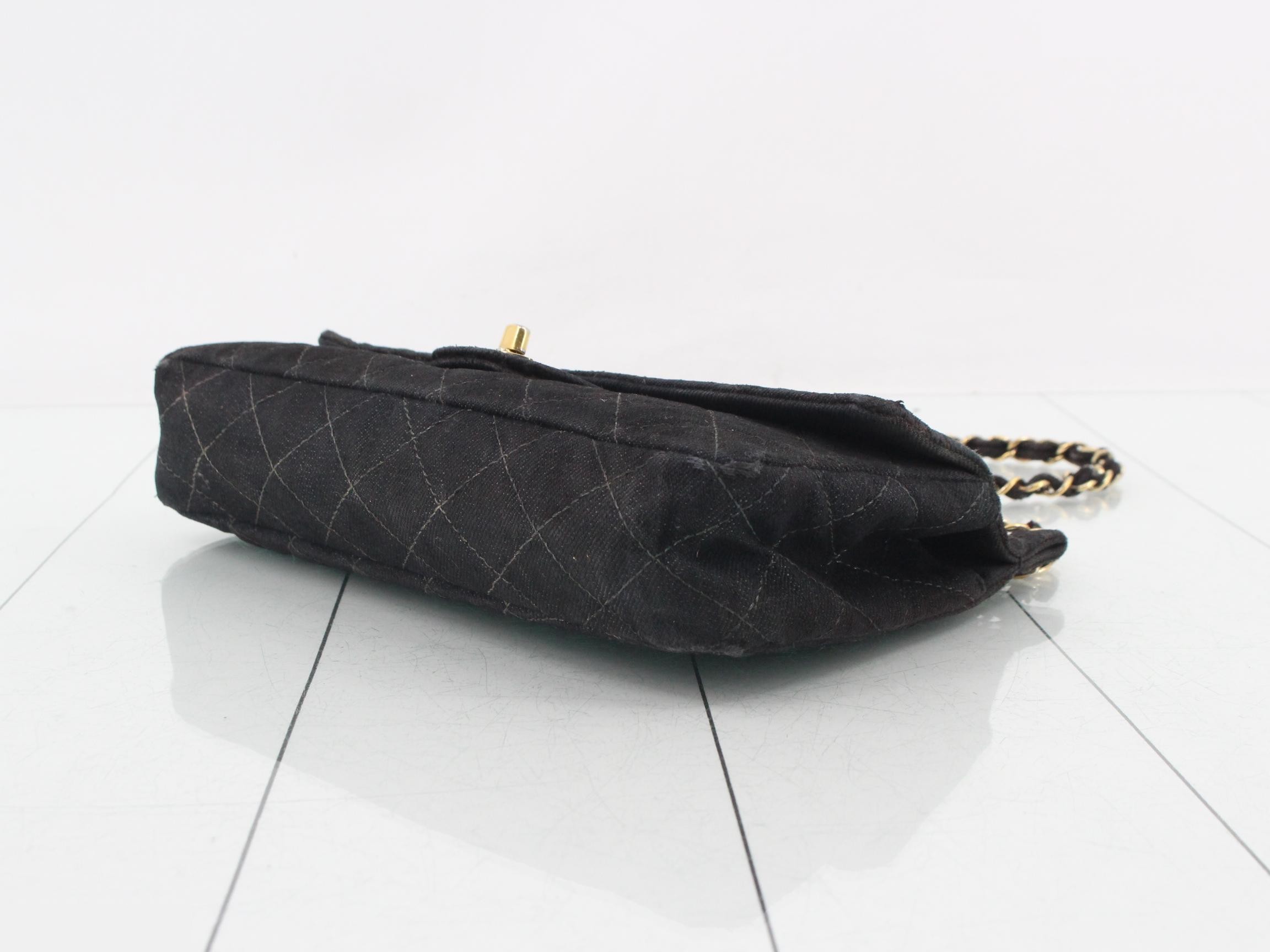 Matelassé denim shoulder bag — view 6
