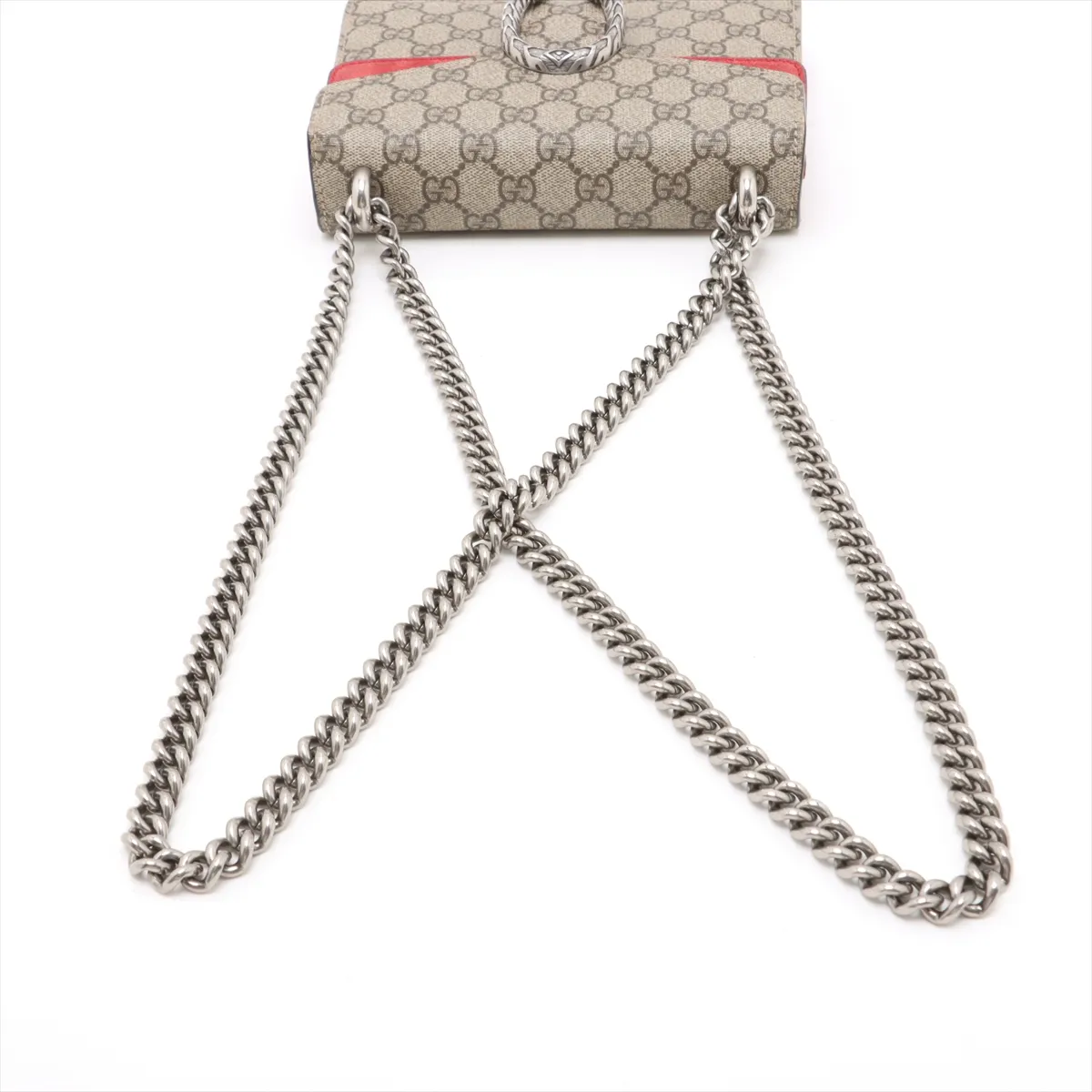 GG Supreme Dionysus PVC x Suede Chain Shoulder Bag Beige x Red 421970 — view 5