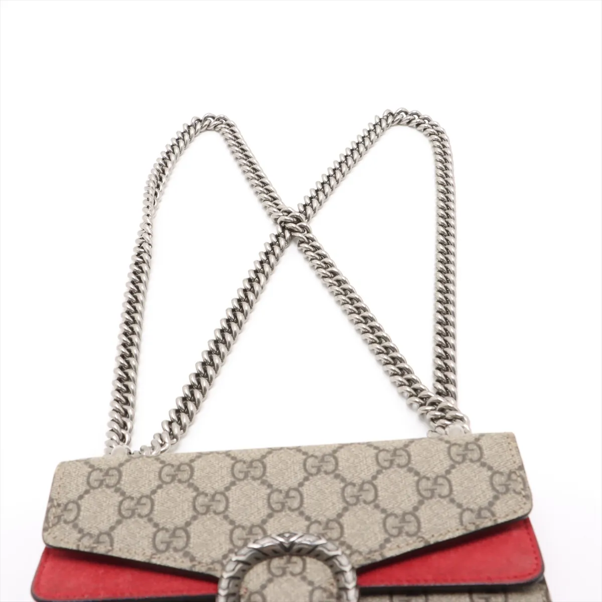 GG Supreme Dionysus PVC x Suede Chain Shoulder Bag Beige x Red 421970 — view 6