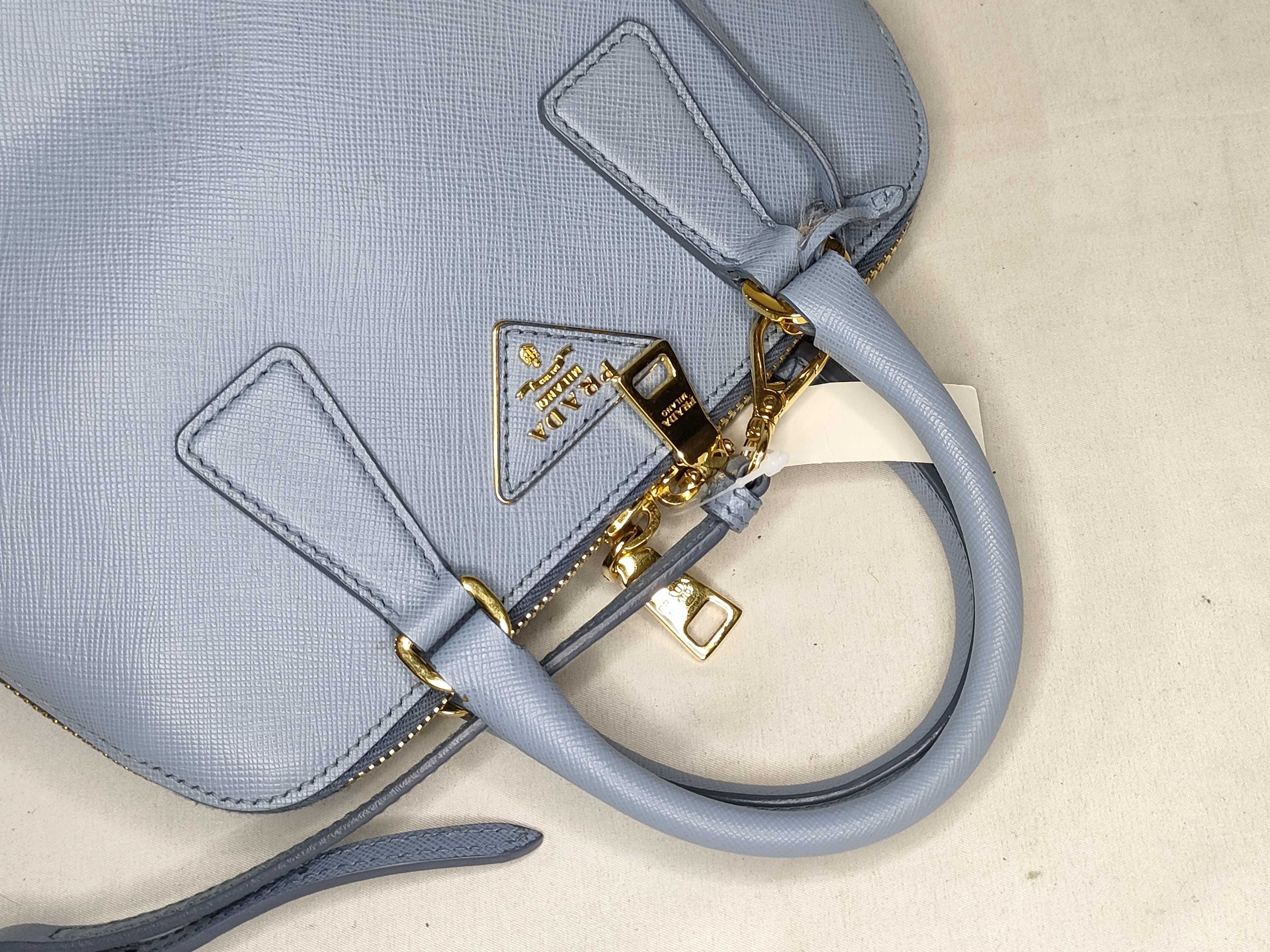 HK-BL0838 Saffiano Leather Blue 2-Way Shoulder Bag (Handbag) — view 3