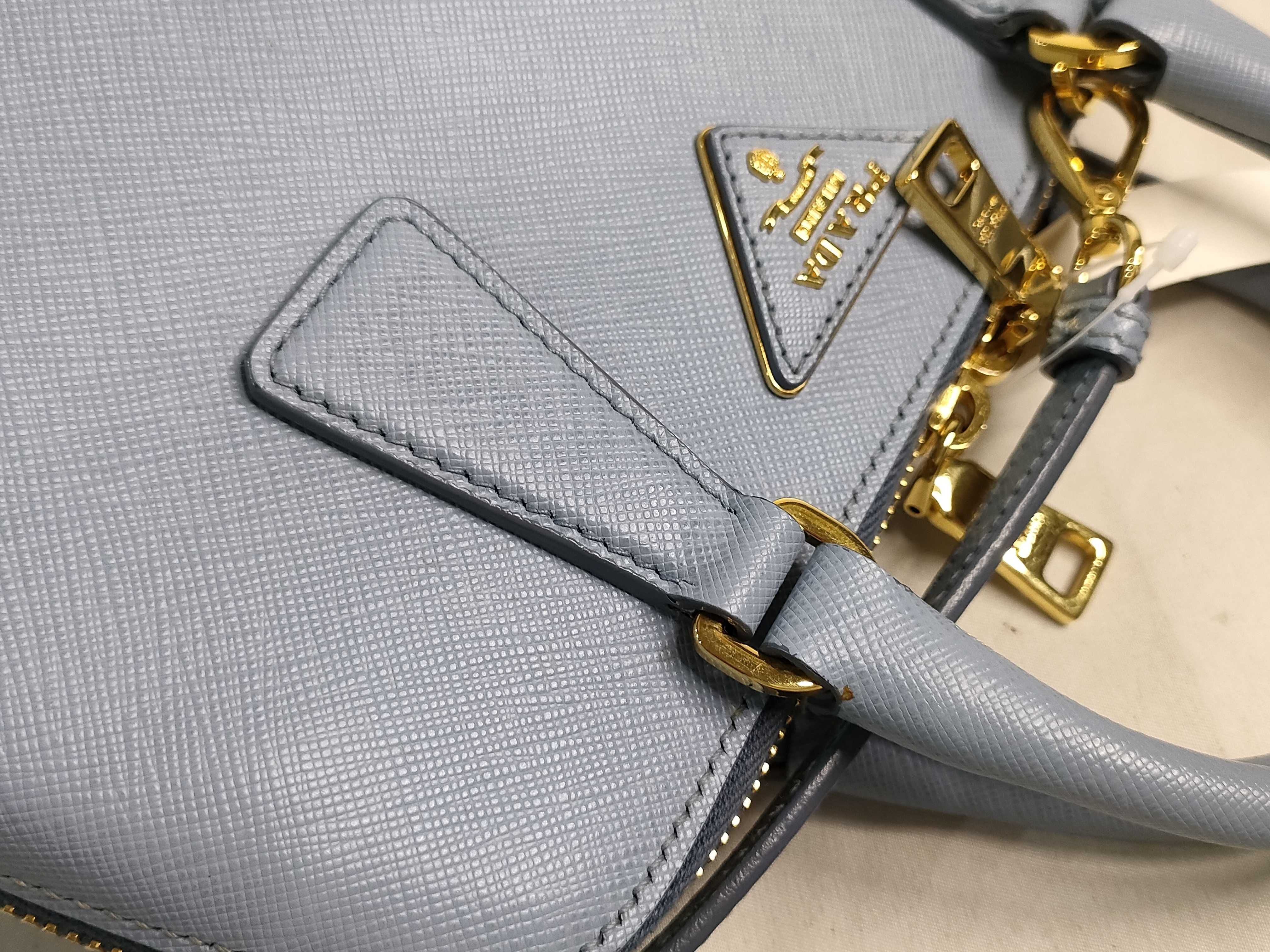 HK-BL0838 Saffiano Leather Blue 2-Way Shoulder Bag (Handbag) — view 5